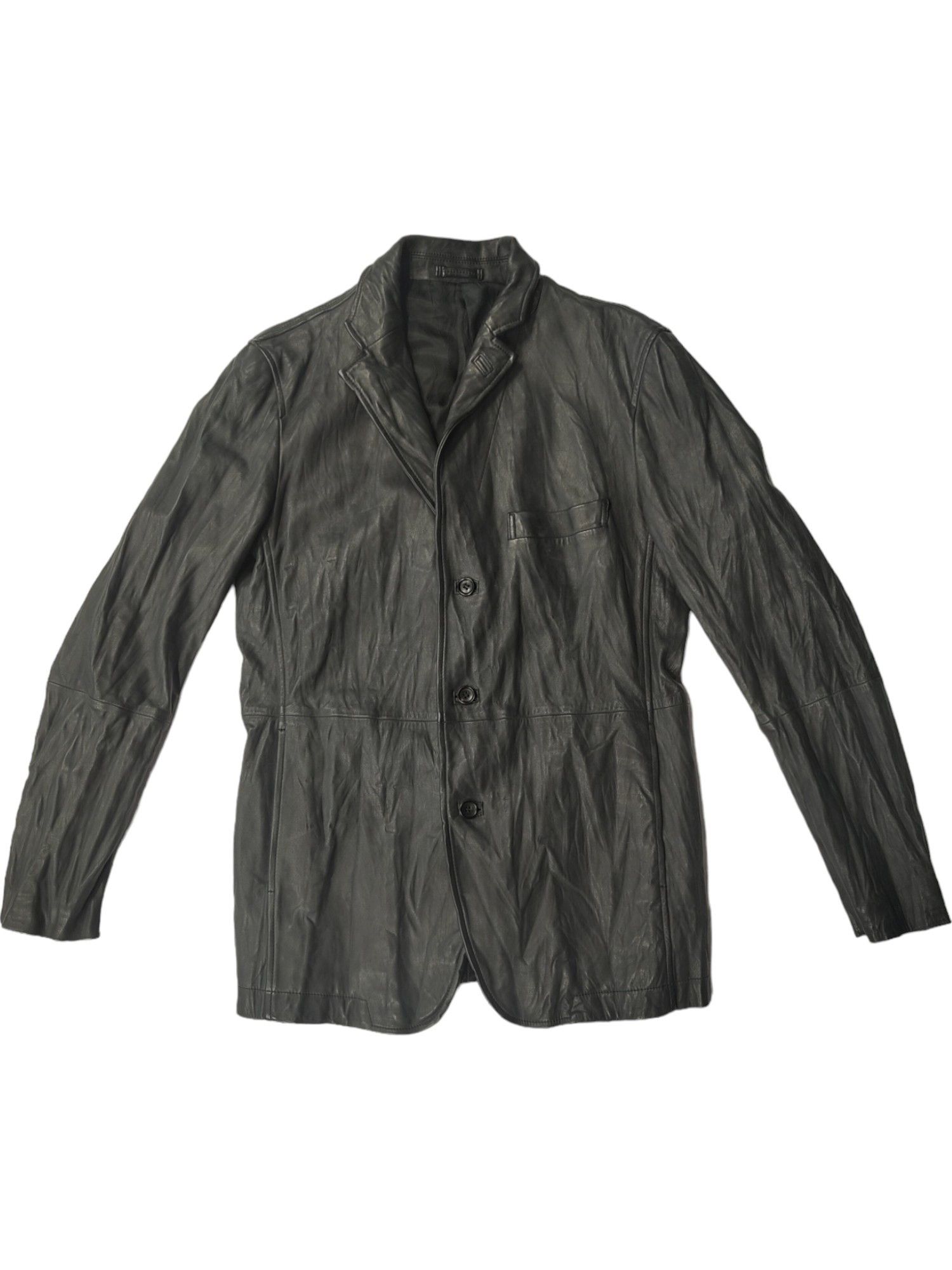 Issey Miyake Issey Miyake Grey Leather Blazer Coat Size US XL / EU 56 / 4 - 1 Thumbnail