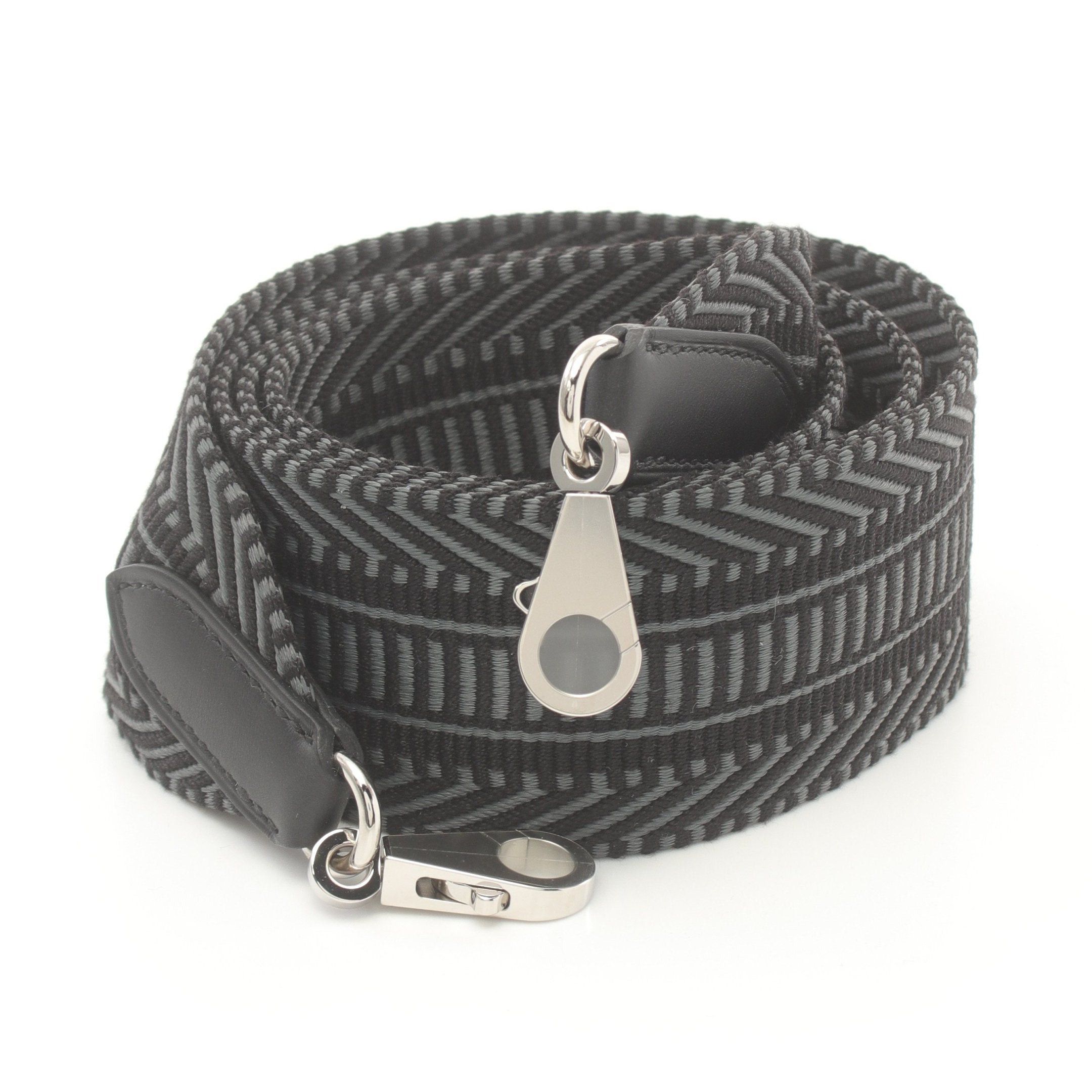 Hermes Hermes Shoulder Strap Canvas Veau Swift Black Gray Silver Hardware Double Engraved Size ONE SIZE - 1 Thumbnail