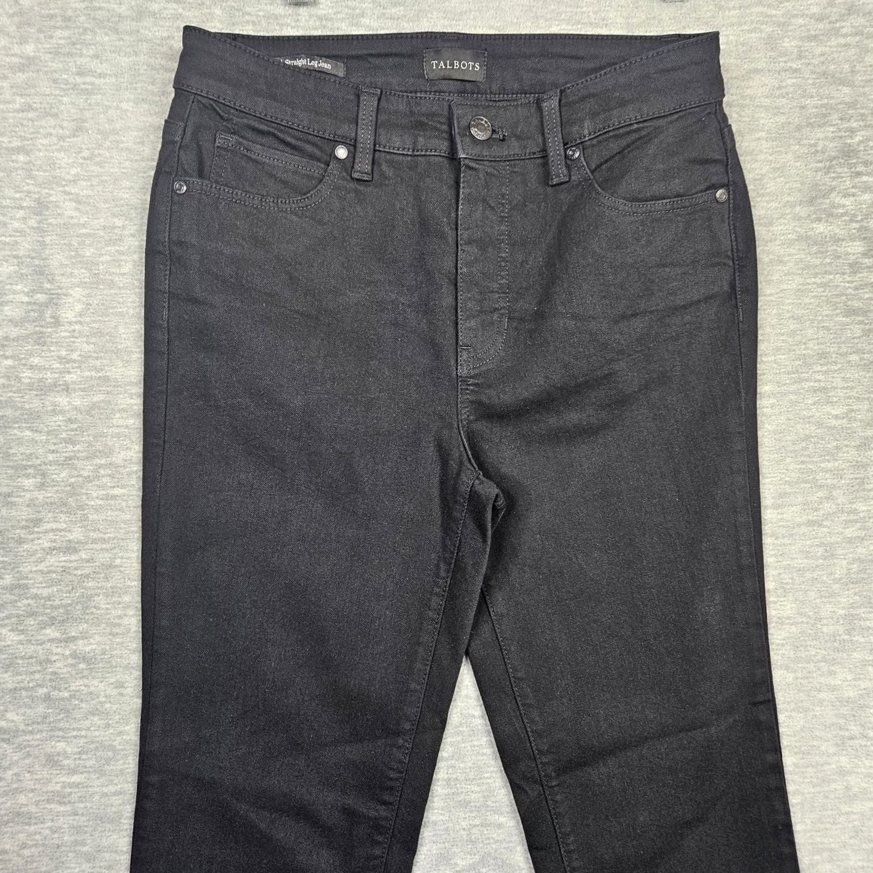 Talbots Talbots Women’s Dark Wash Zip Fly Straight Leg Jean Size 4P Black Denim 5-Pocket Regular Slim Fit Womens Size 27" / US 4 / IT 40 - 6 Thumbnail