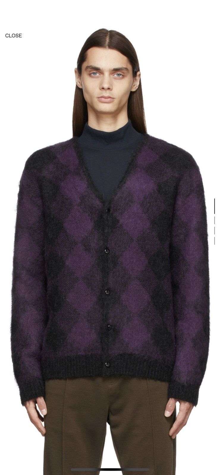 Kith Europe Needles Mohair Cardigan Purple Needles Checkered