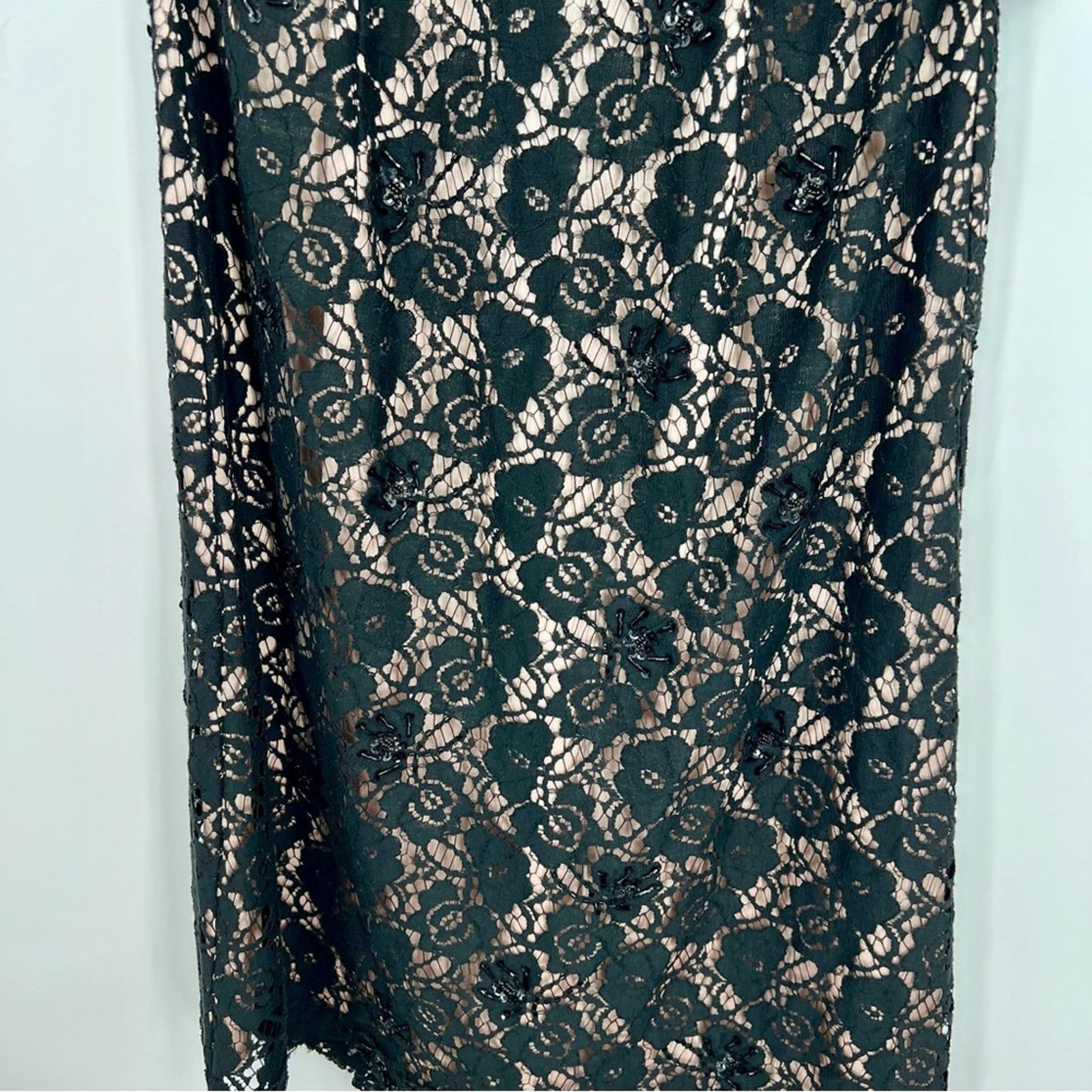 Designer JS Boutique Floral Lace Sequins Embroidered Cocktail Dress Size M / US 6-8 / IT 42-44 - 3 Thumbnail