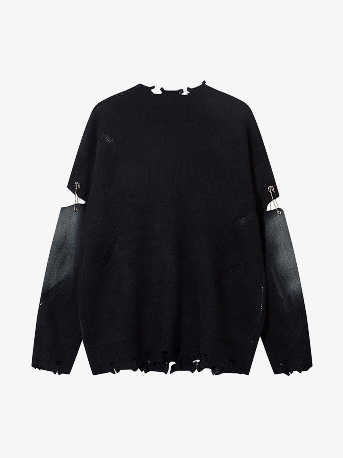 Japanese Brand Gray Distressed Knit Sweater with Cross Design Size US M / EU 48-50 / 2 - 9 Thumbnail