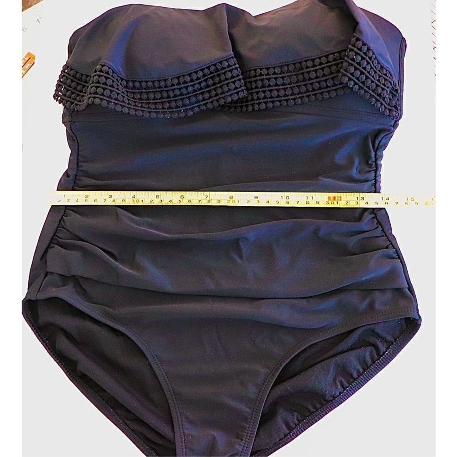 Other Kona Sol Black Crochet Ruffled 1pc Swimsuit MEDIUM Vacation Size M / US 6-8 / IT 42-44 - 6 Thumbnail