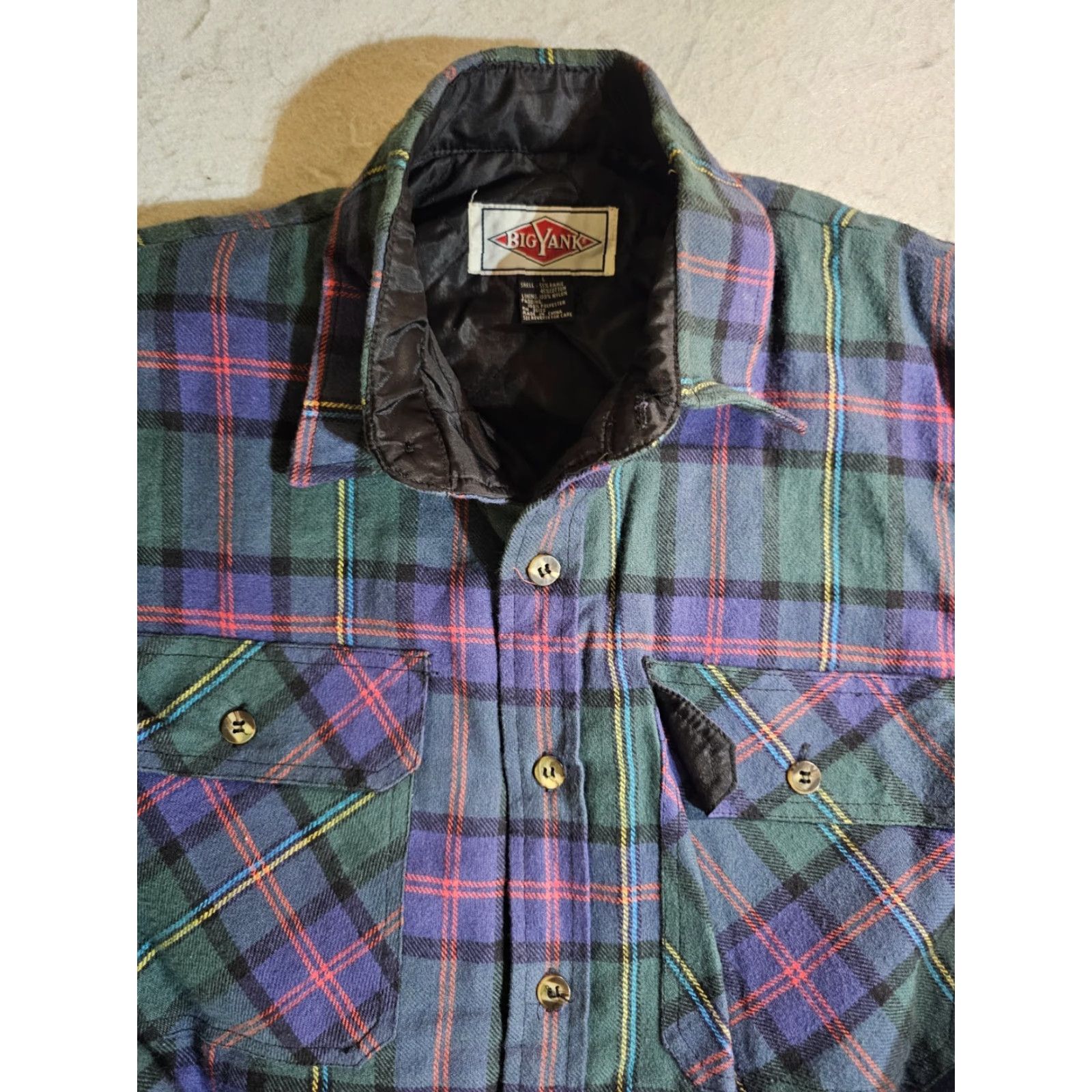 Vintage VINTAGE Big Yank Flannel Blue Plaid Shirt Jacket Button-Up Lined Men's Sz Large Shirt Size US L / EU 52-54 / 3 - 3 Thumbnail