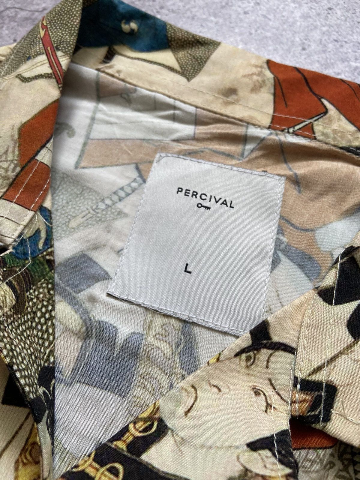 Percival Percival Samurai Japanese Print Hawaiian Viscose Shirt Size US L / EU 52-54 / 3 - 3 Thumbnail