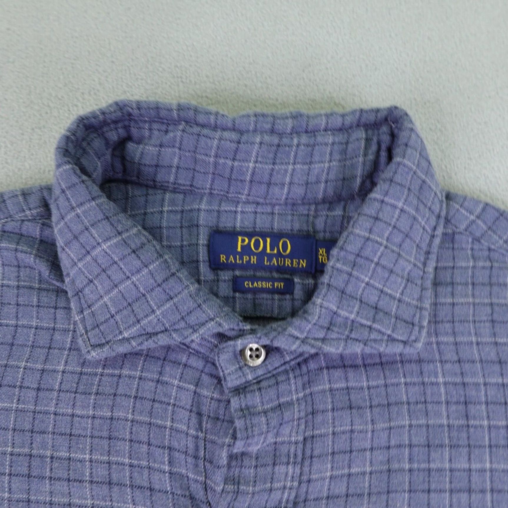 Polo Ralph Lauren Polo Ralph Lauren Shirt Mens XL Blue Plaid Flannel Button Up Casual Classic Fit Size US XL / EU 56 / 4 - 2 Thumbnail