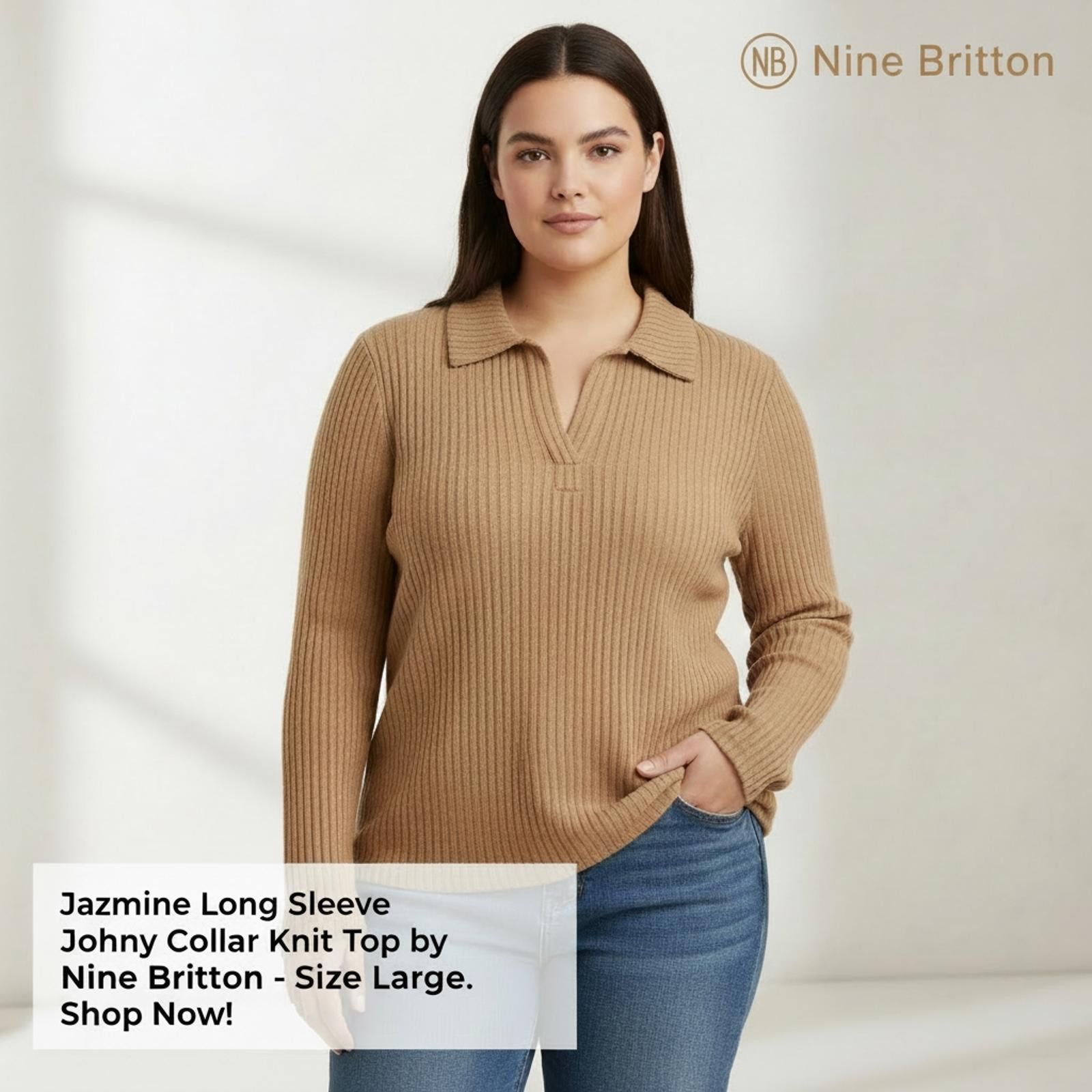 Other Jazmine Long Sleeve Johnny Collar Knit Top - Size Large Size L / US 10 / IT 46 - 1 Thumbnail