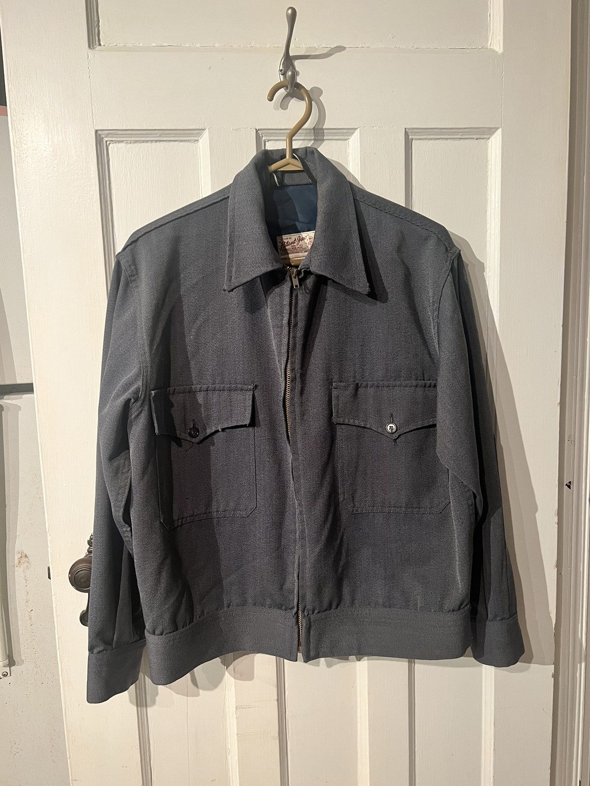 image of Archival Clothing x Vintage Vinatage Patent-Jac Jacket in Navy, Men's (Size Medium)
