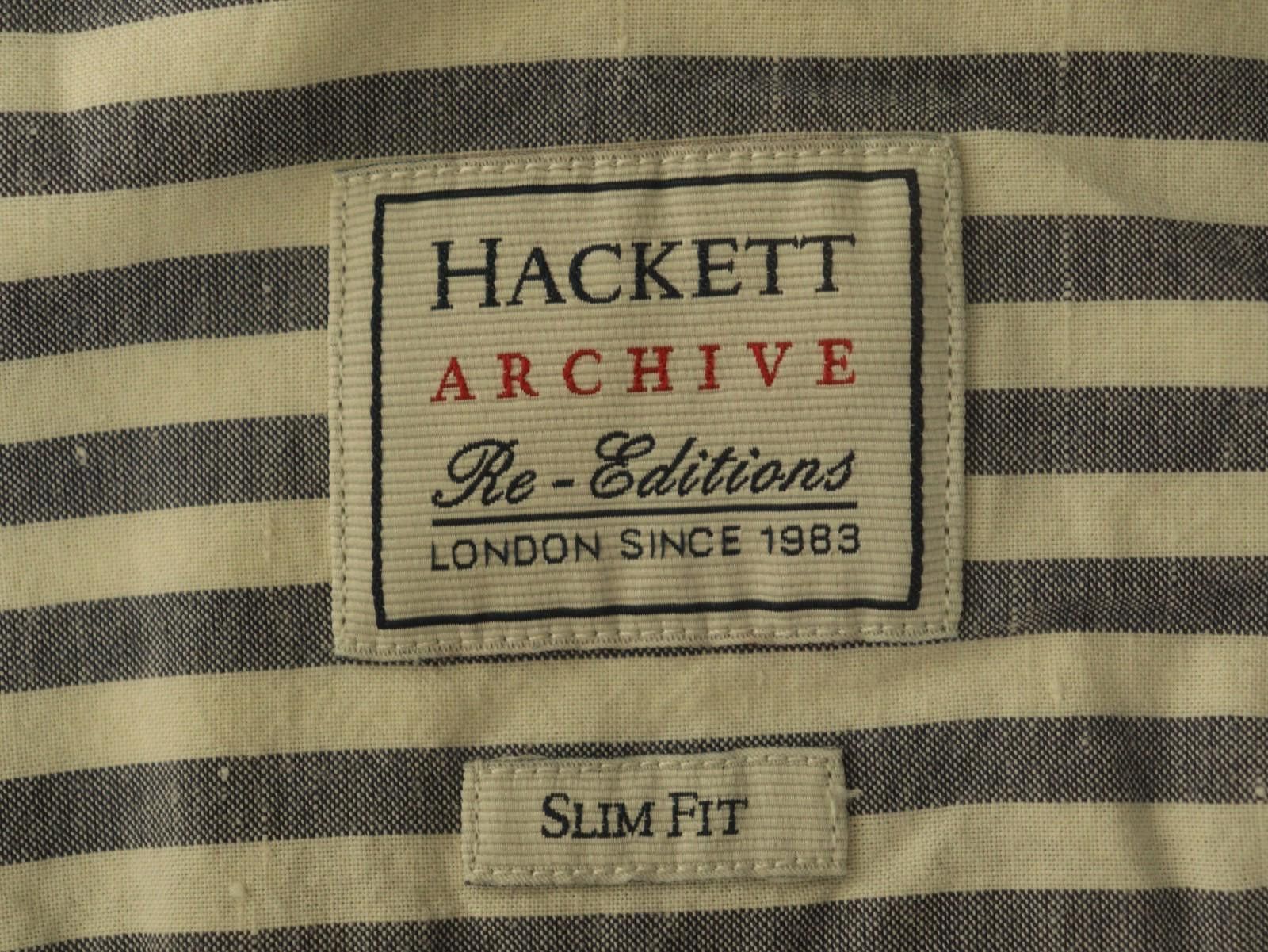 Designer Hackett London White Blue Collared Button-Up Shirt Size M Size US M / EU 48-50 / 2 - 12 Thumbnail