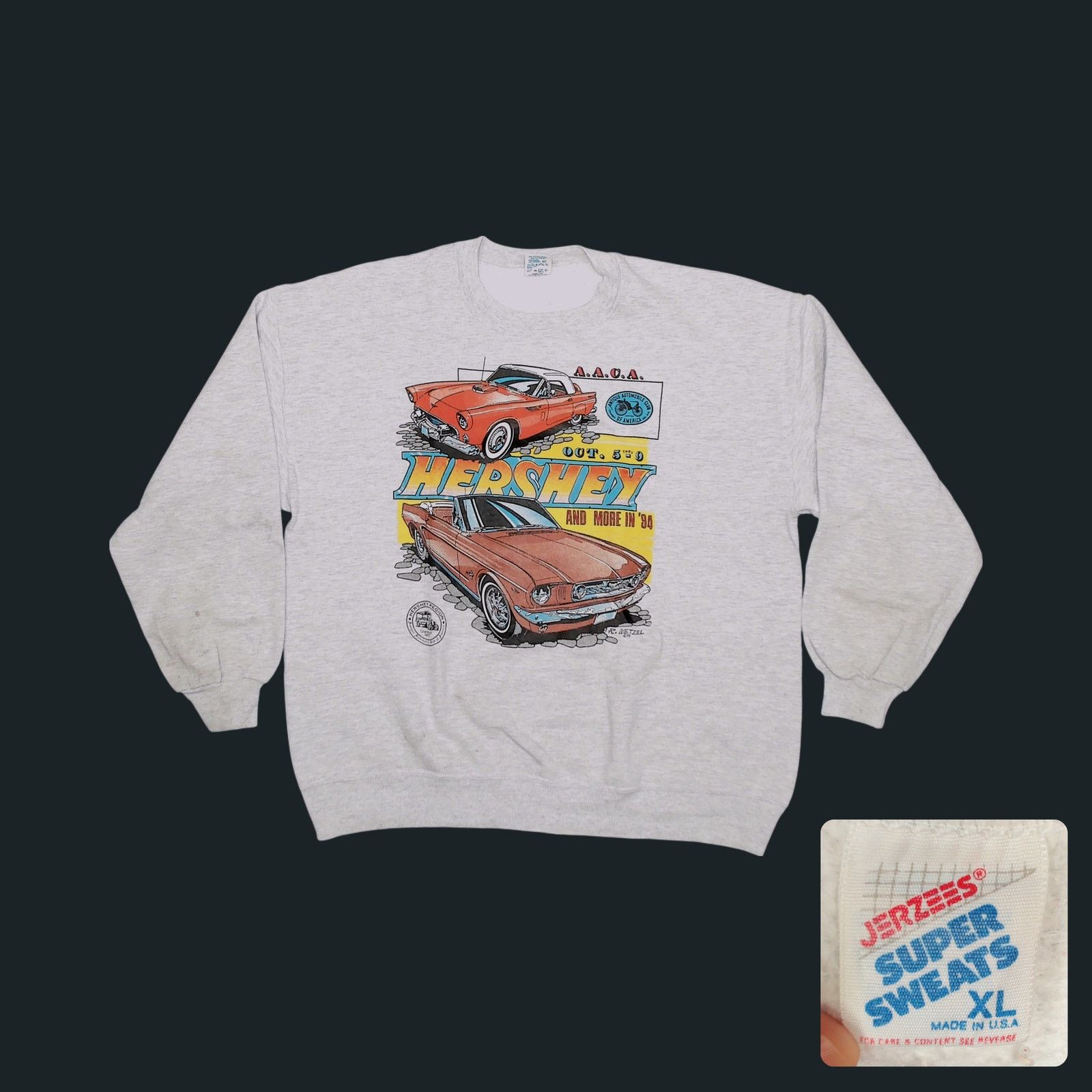 Jerzees Jerzees Vintage 1994 Boxy Ford Mustang Graphic Sweatshirt XL Size US XL / EU 56 / 4 - 1 Thumbnail
