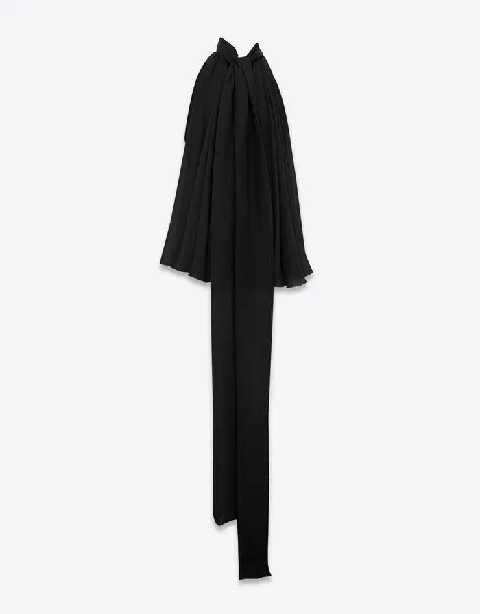Saint Laurent Paris o1la1rc1a1225 780292 Lavallière-Neck Silk Muslin Tank Top Size US XL / EU 56 / 4 - 4 Thumbnail