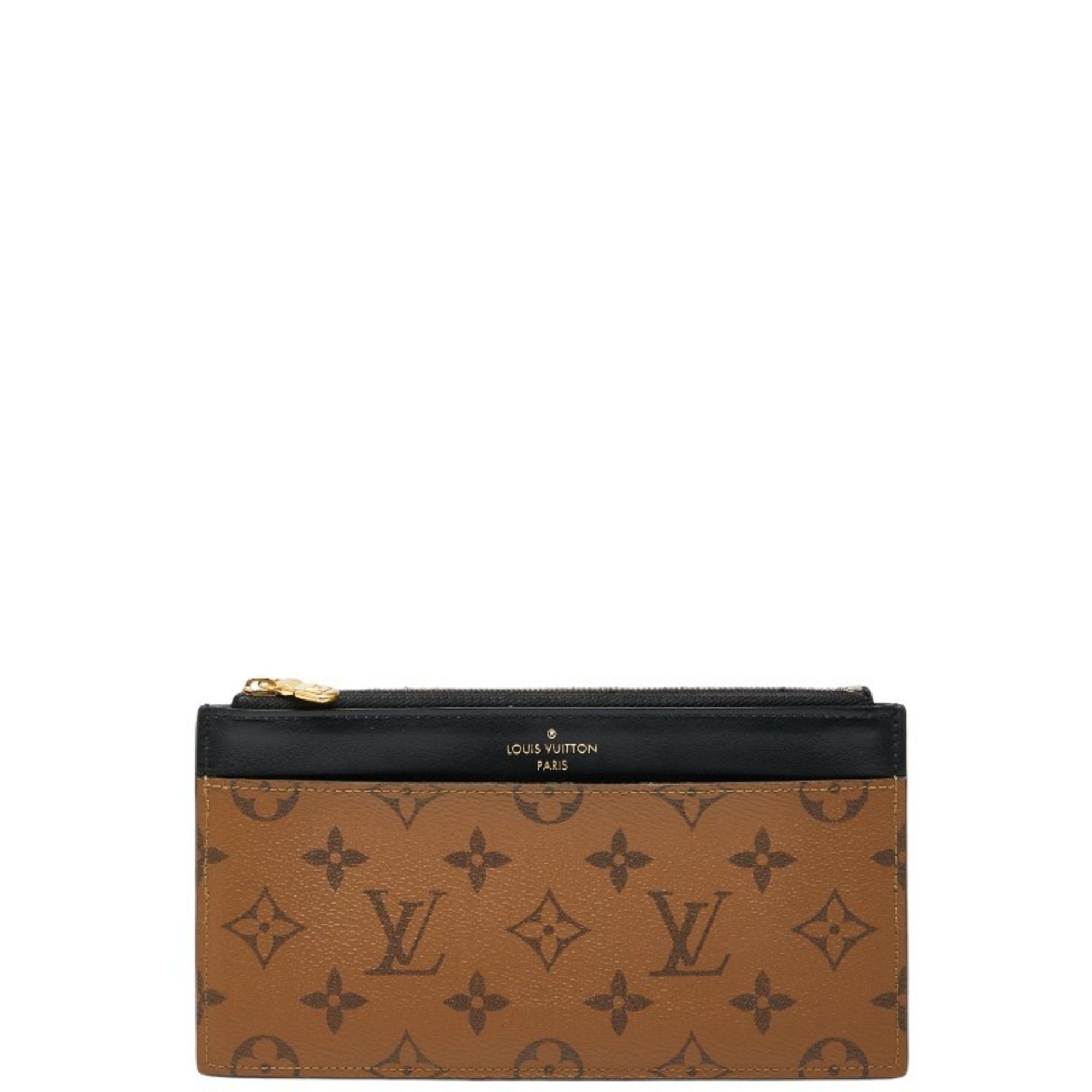 Louis Vuitton Louis Vuitton Monogram Reverse Slim Purse Long Wallet M80390 Brown and Black Leather Women's LOUIS VUITTON Size ONE SIZE - 1 Thumbnail