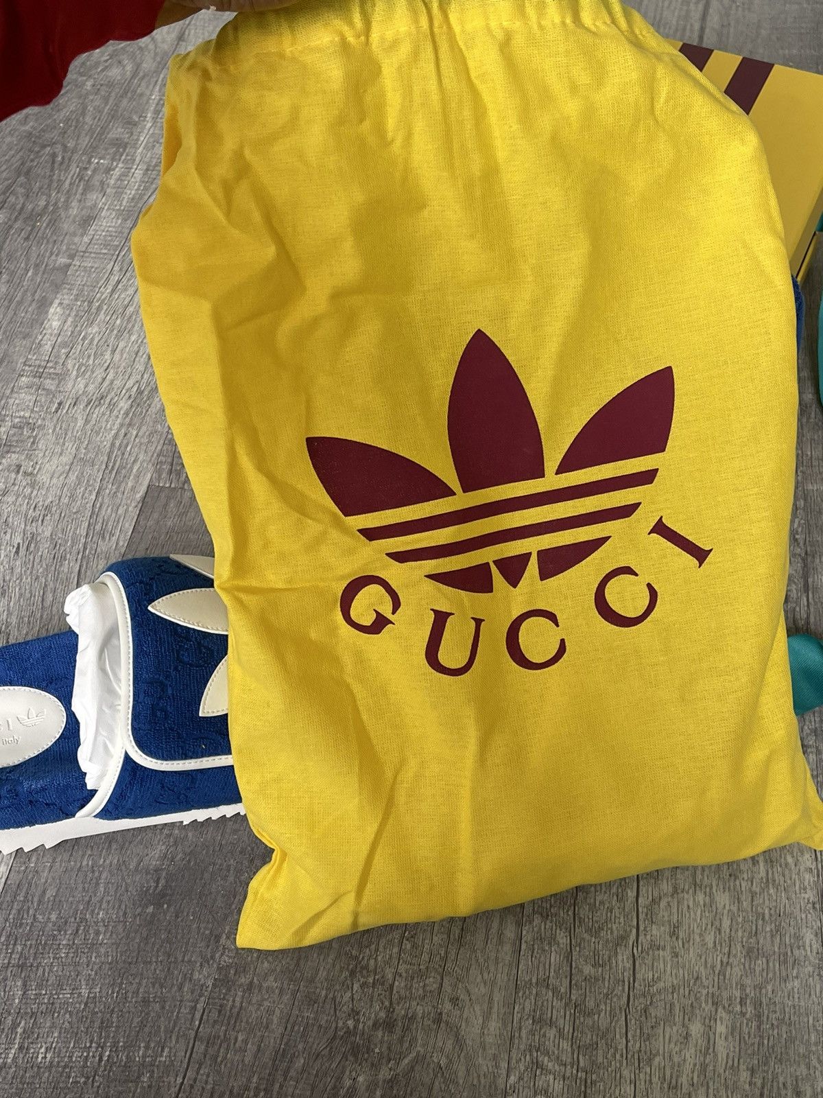 Adidas × Gucci Gucci X Adidas Slides Blue Size US 8 / EU 41 - 9 Thumbnail