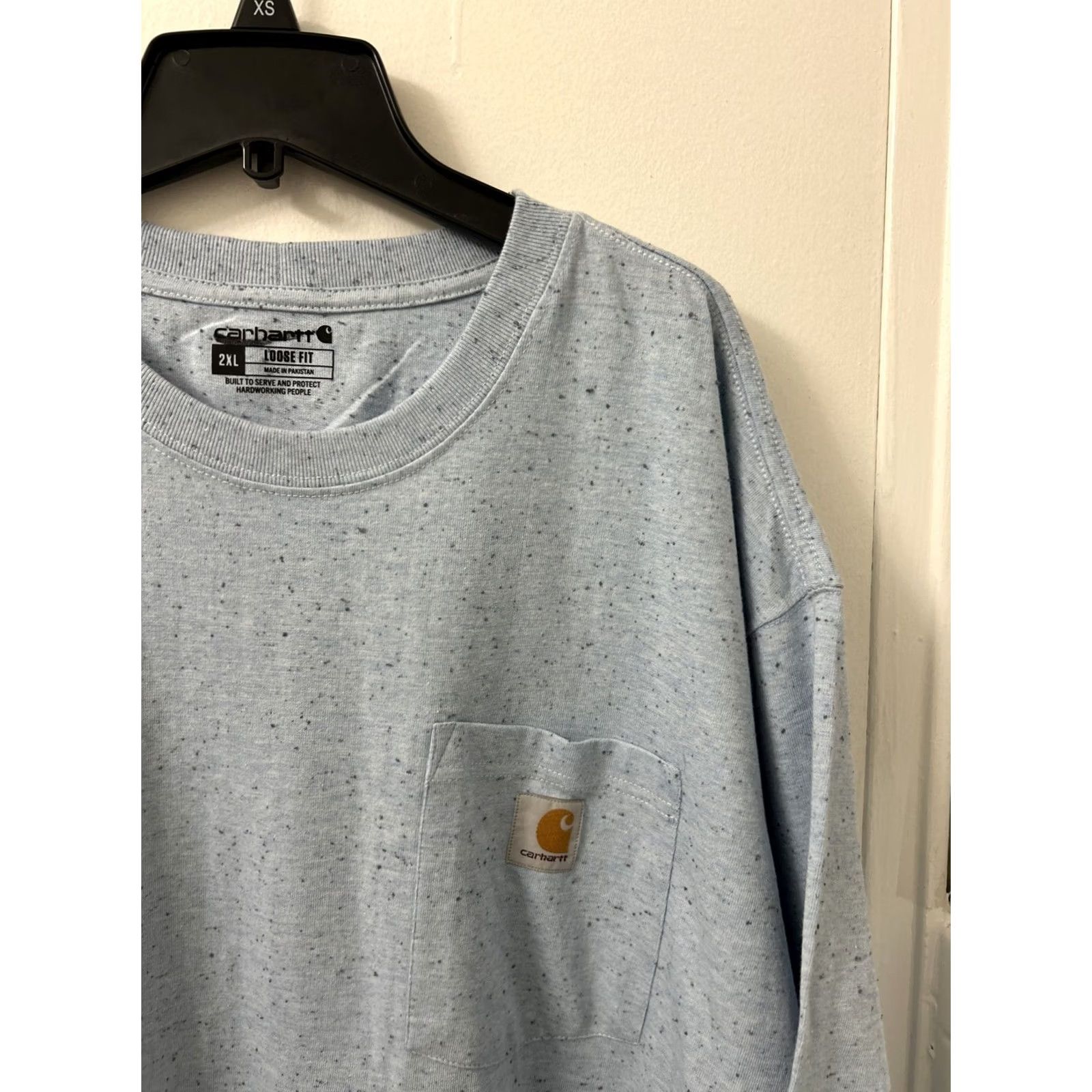 Carhartt Carhartt Shirt Mens 2XL Blue Loose Fit Heavyweight Pocket S/S Speckled Crew Neck Everyday Casual Mens Size US XXL / EU 58 / 5 - 4 Thumbnail