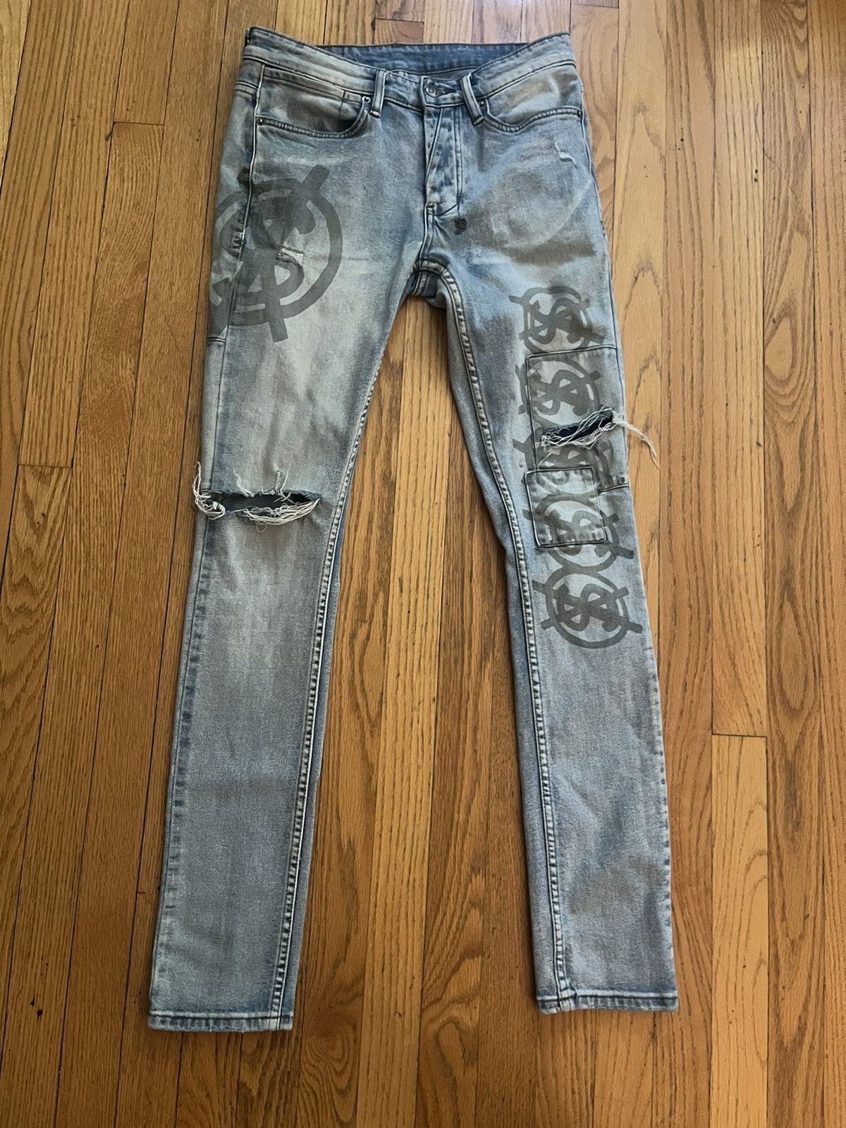 KSUBI 28 Ksubi Jeans Mens 28 Light Wash Slim Pin Placid Push 