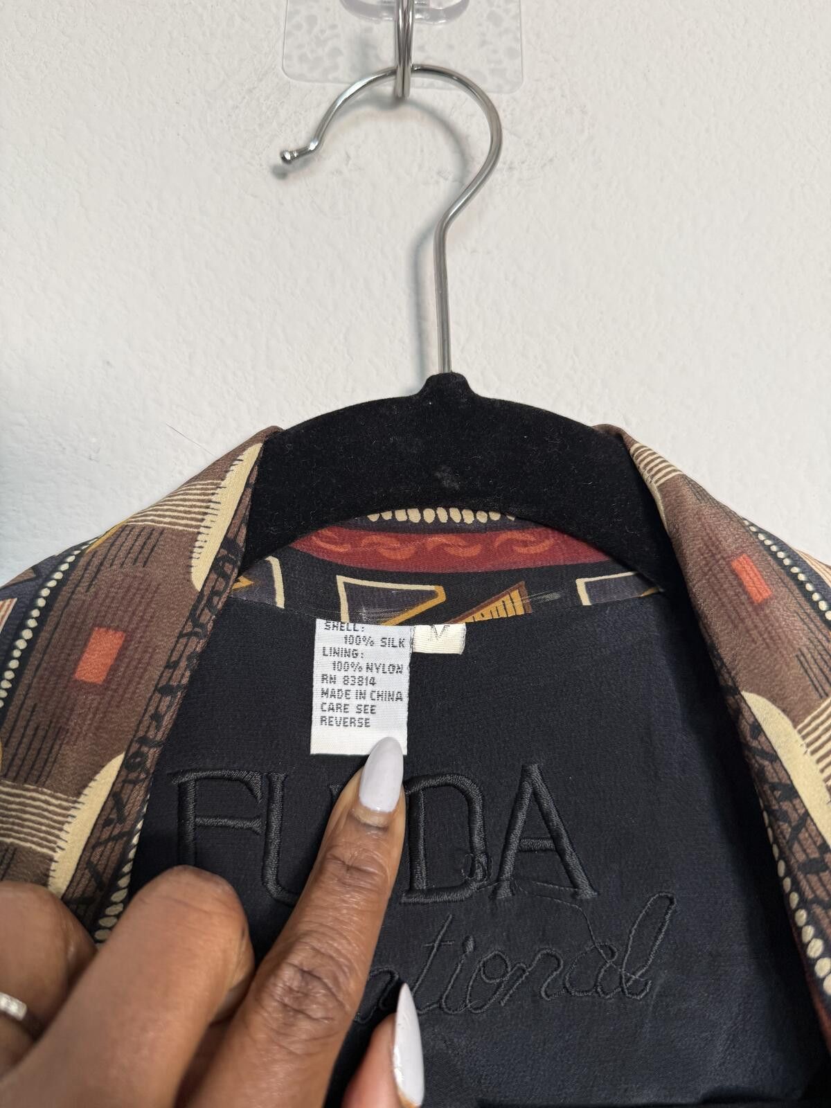 Other Vintage 90s FU DA Patterned Silk Bomber Jacket Size M / US 6-8 / IT 42-44 - 5 Thumbnail