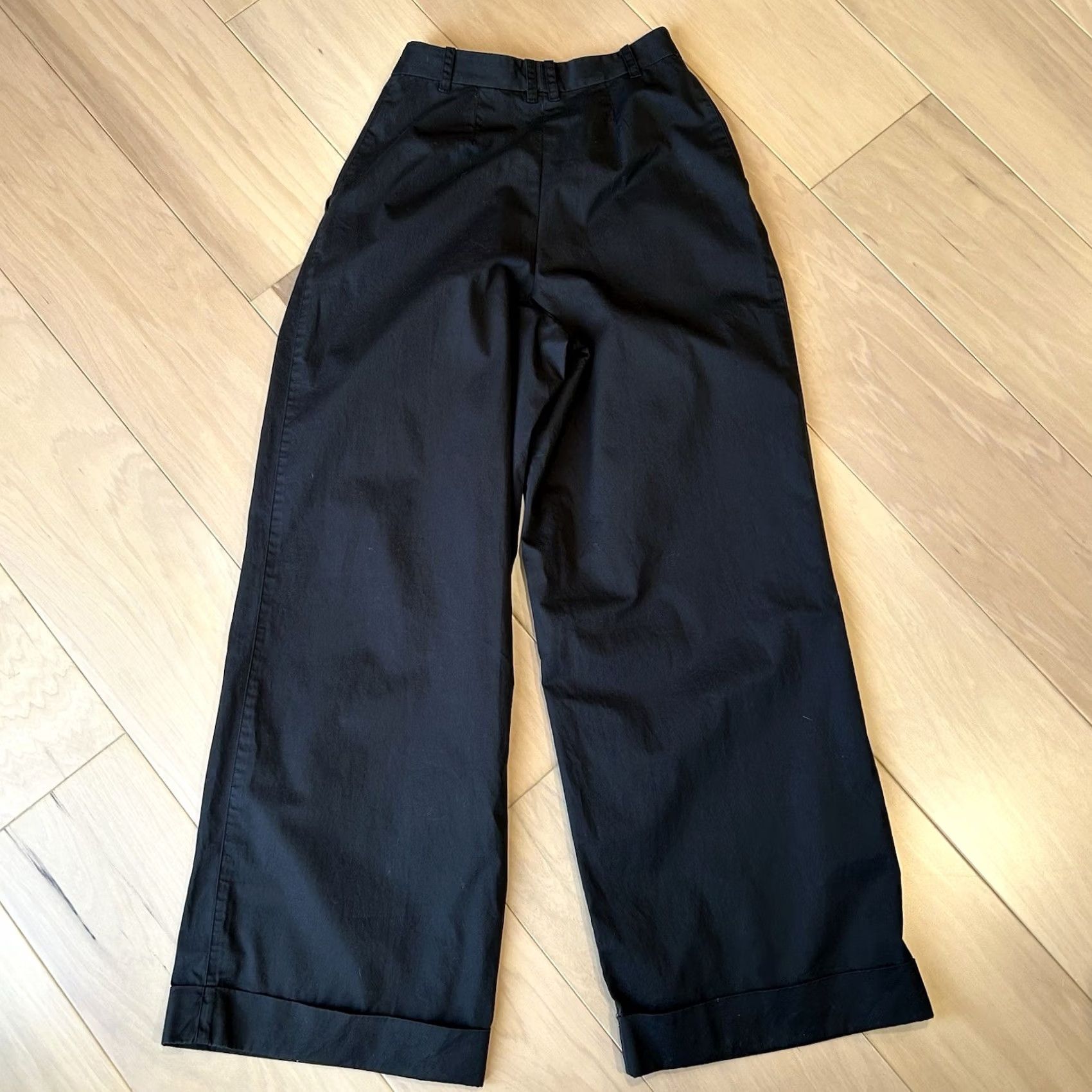 Vintage Doen Hilaire Cotton High Waist Wide Leg Cuff Palazzo Trousers Women’s 2 Size 26" / US 2 / IT 38 - 2 Thumbnail