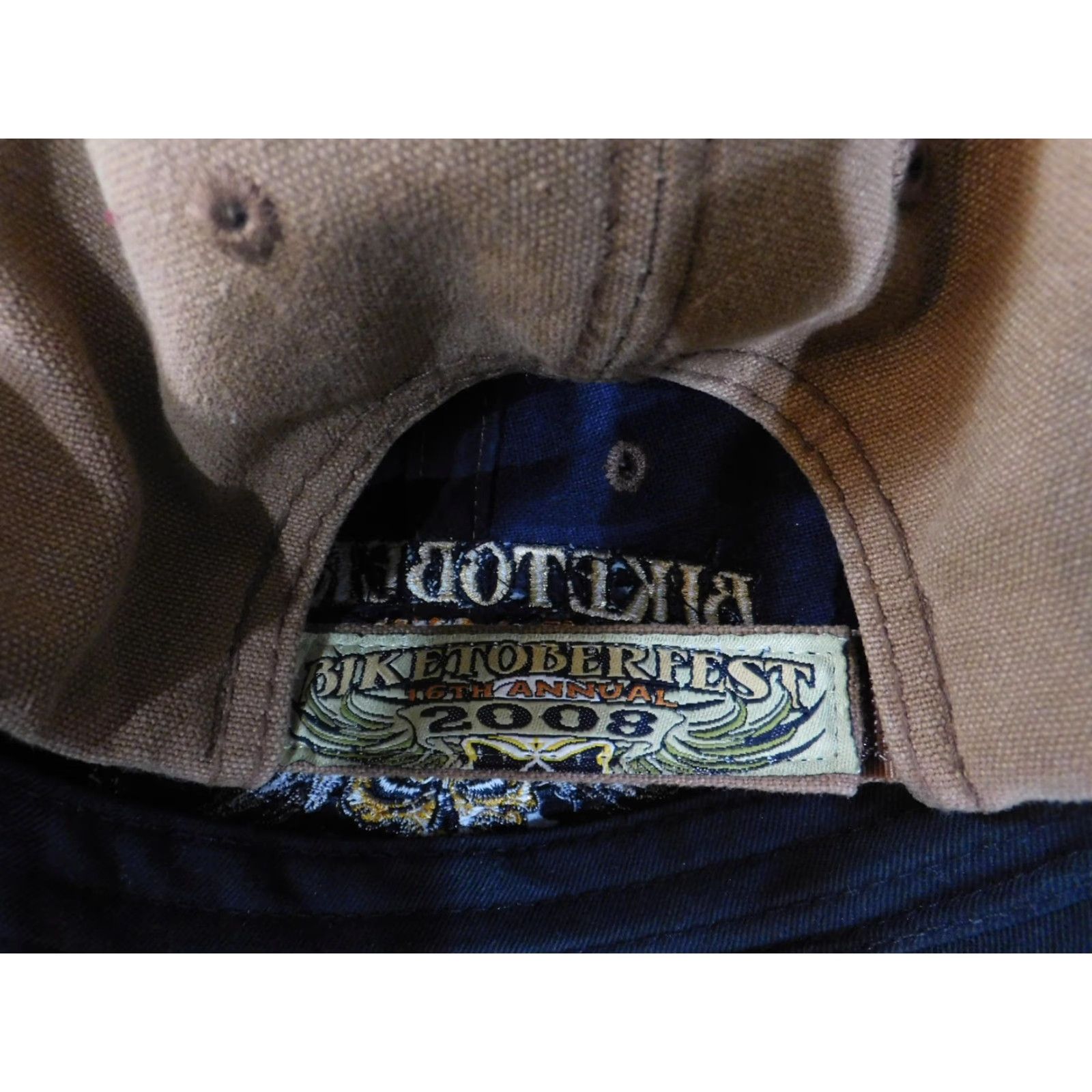 Vintage VINTAGE Biketoberfest Hat Cap Strap Back Brown Black Embroidered Daytona Beach 2008 Mens Size ONE SIZE - 6 Thumbnail
