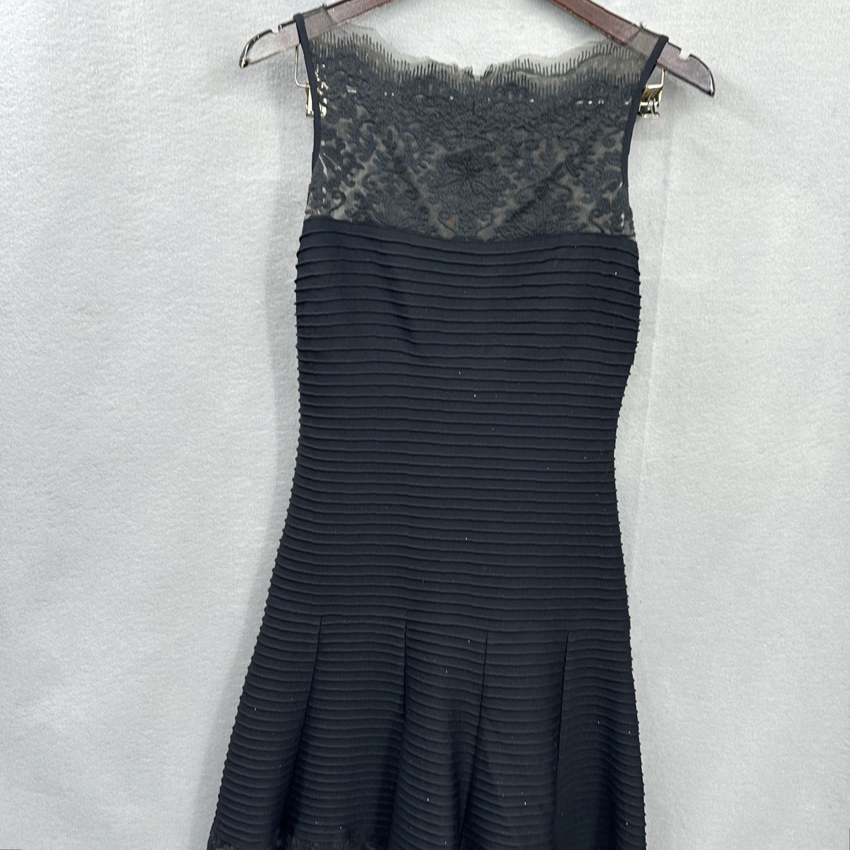 Tadashi Shoji VINTAGE Tadashi Shoji Dress Womens XS A-Line Lace Midi Black Beaded Party Coquette Retro Size XS / US 0-2 / IT 36-38 - 3 Thumbnail