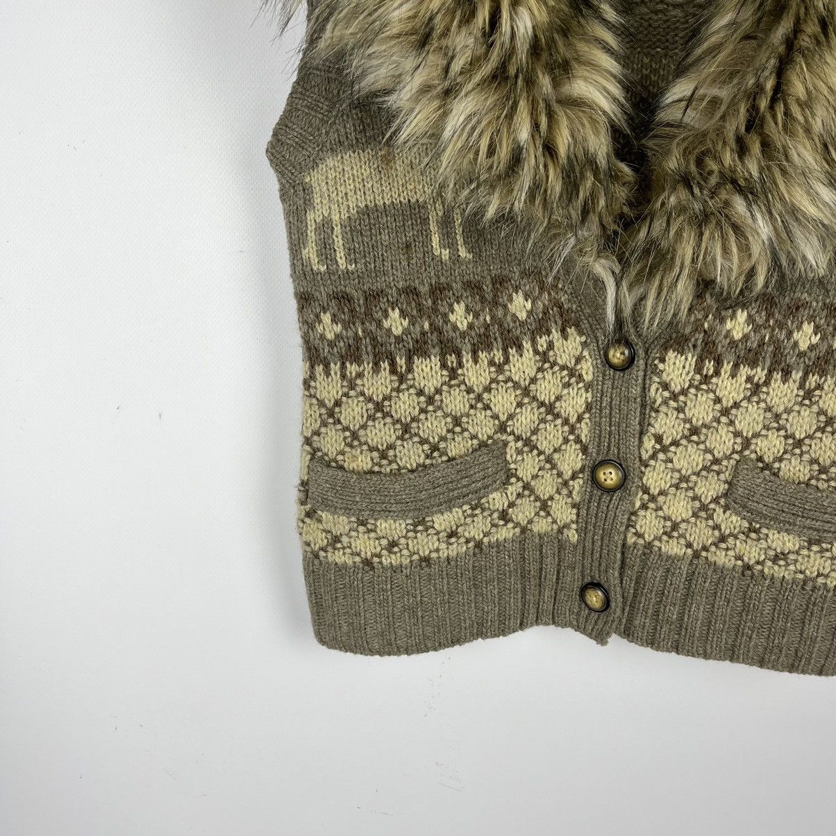Denim & Supply Ralph Lauren Denim Supply Ralph Lauren Fair Isle Winter Vest Faux Fur Y2K Size XS / US 0-2 / IT 36-38 - 6 Thumbnail