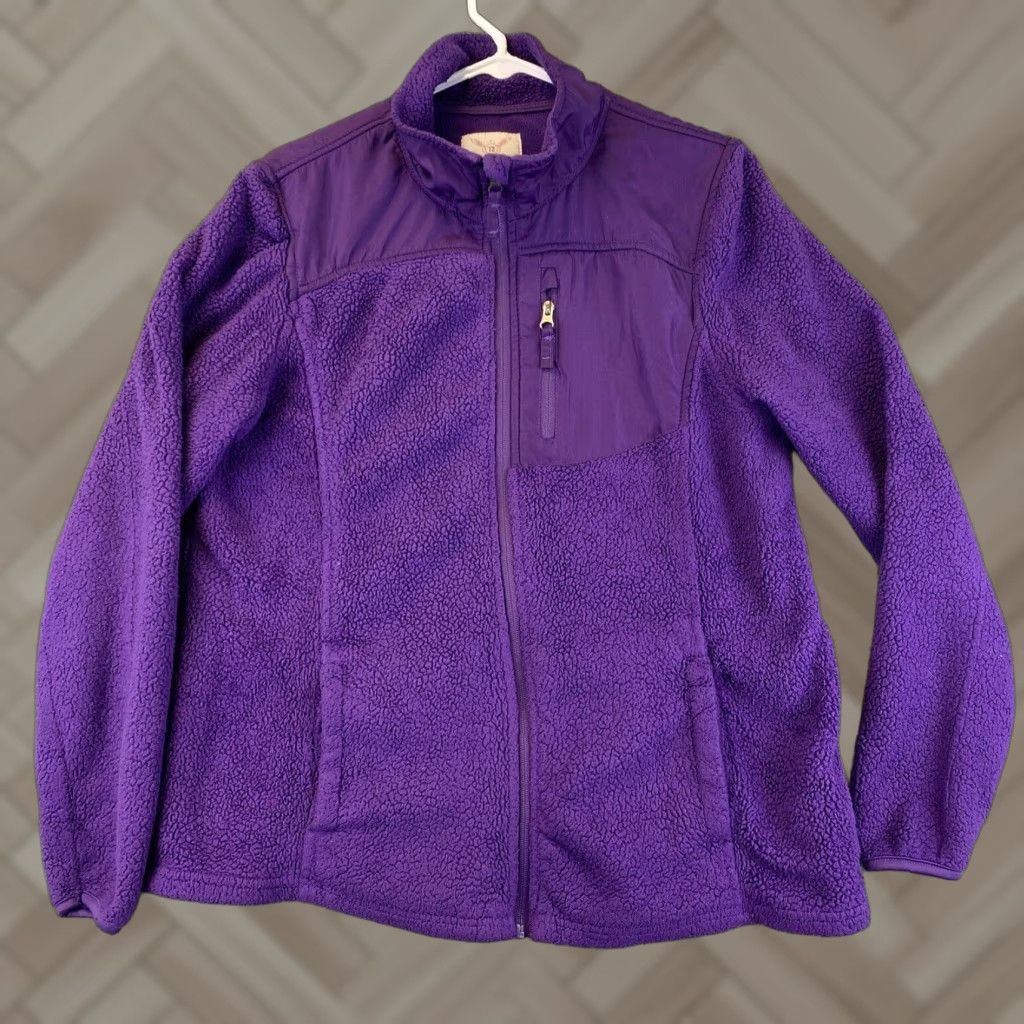 Faded Glory Faded Glory Women's Jacket XL Purple Sherpa Knit Long Sleeve Casual Jacket Teens Ladies 50-26 Size XL / US 12-14 / IT 48-50 - 1 Thumbnail