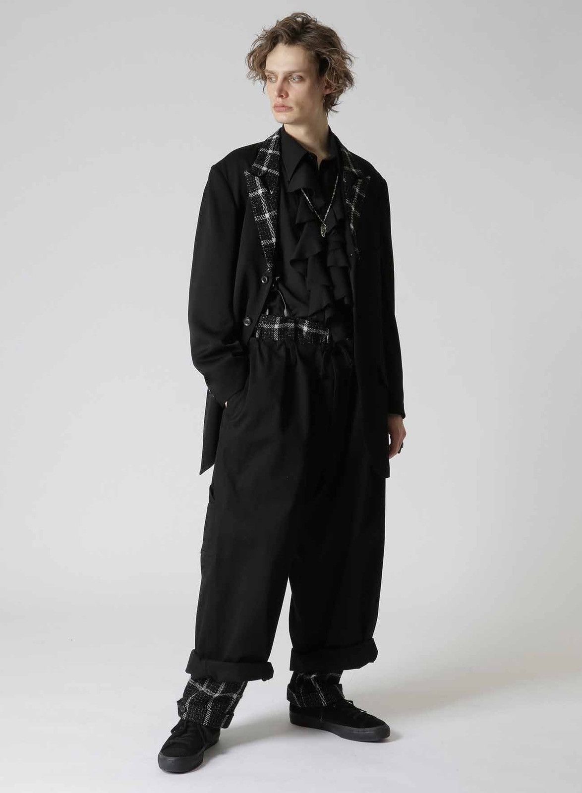 Yohji Yamamoto Yohji Yamamoto Tuxedo Detachable Check Tweed Lapel Jacket Size US L / EU 52-54 / 3 - 2 Thumbnail