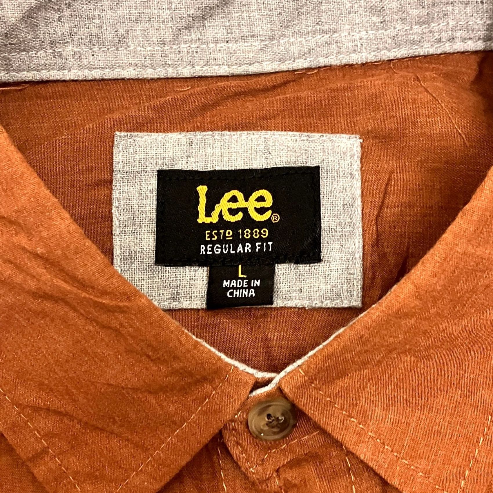 Lee Lee Shirt Mens Large Rust Orange Long Sleeve Regular Fit Cotton Blend Size US L / EU 52-54 / 3 - 6 Thumbnail