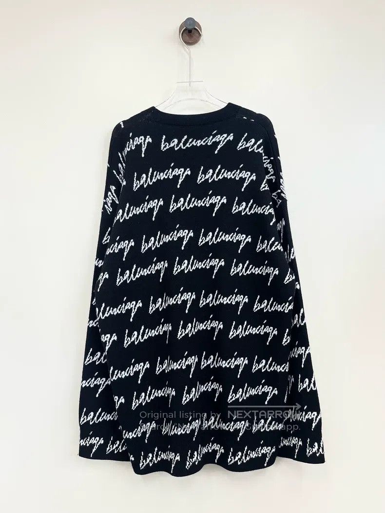 Balenciaga Balenciaga Black and white full logo jacquard sweater Size US S / EU 44-46 / 1 - 2 Thumbnail