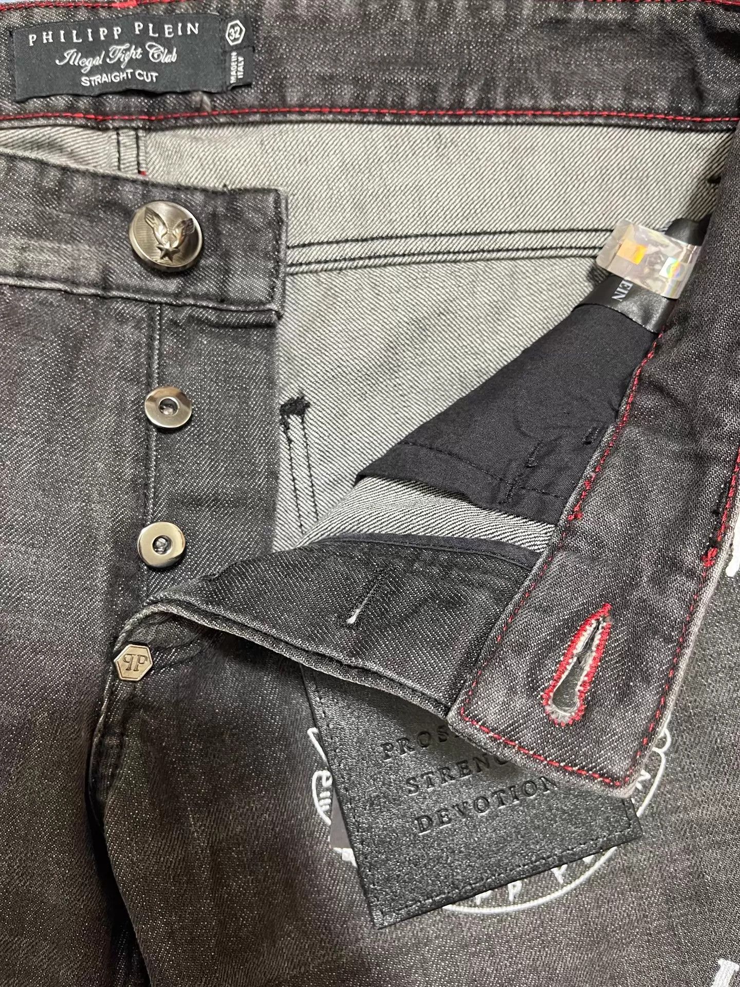Philipp Plein Philipp Plein Graffiti Low-Rise Slim Jeans Charcoal 32 Size US 32 / EU 48 - 3 Thumbnail