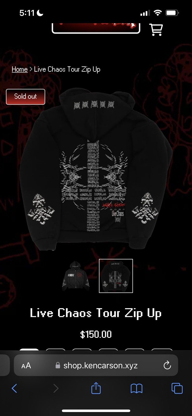 Ken Carson × Playboi Carti Ken Carson “Live Chaos” Zip-Up Hoodie Size US L / EU 52-54 / 3 - 5 Thumbnail