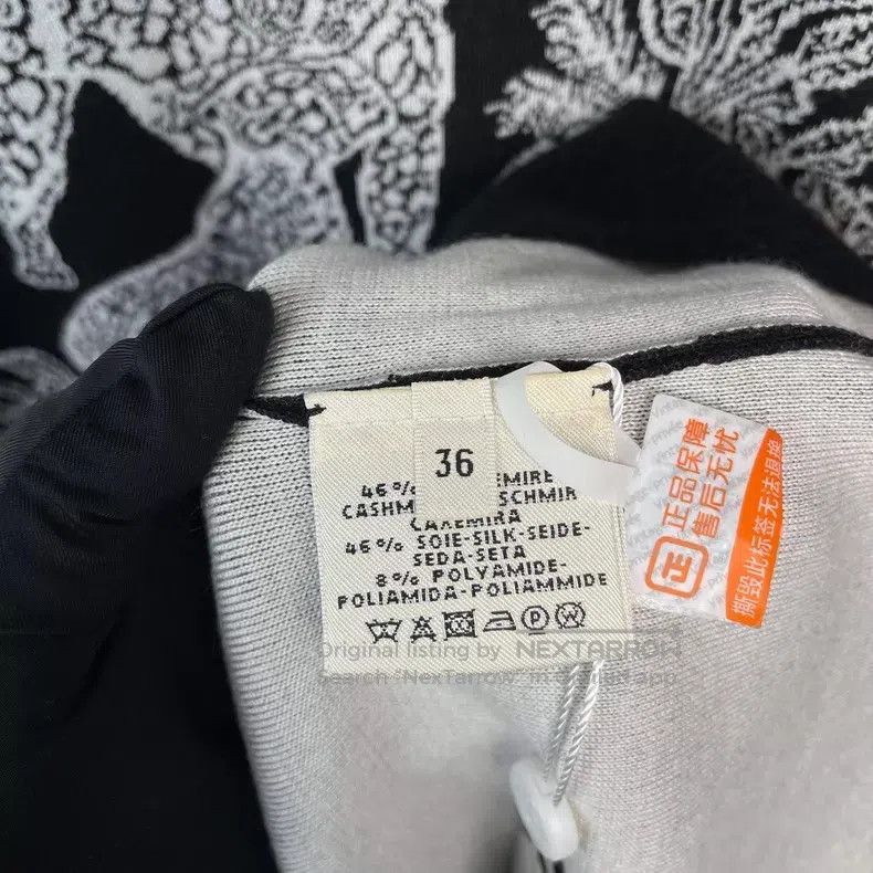 Hermes Hermes Black and White Leopard Print Cashmere Long Sleeve Size XS / US 0-2 / IT 36-38 - 8 Thumbnail