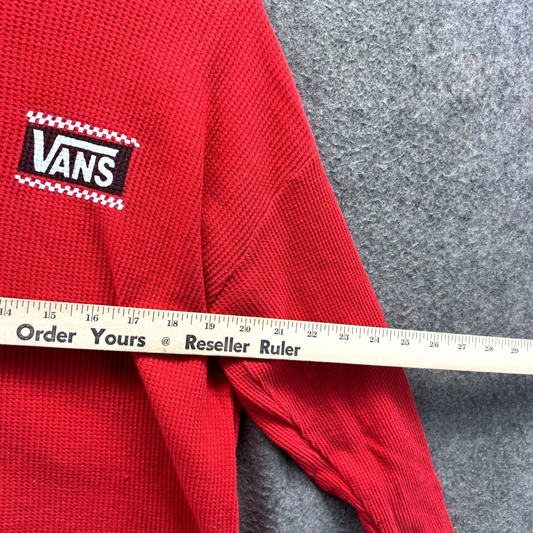 Vans VANS Shirt Womens Small Red Waffle Knit Cropped Top Thermal Long Sleeve Size S / US 4 / IT 40 - 3 Thumbnail