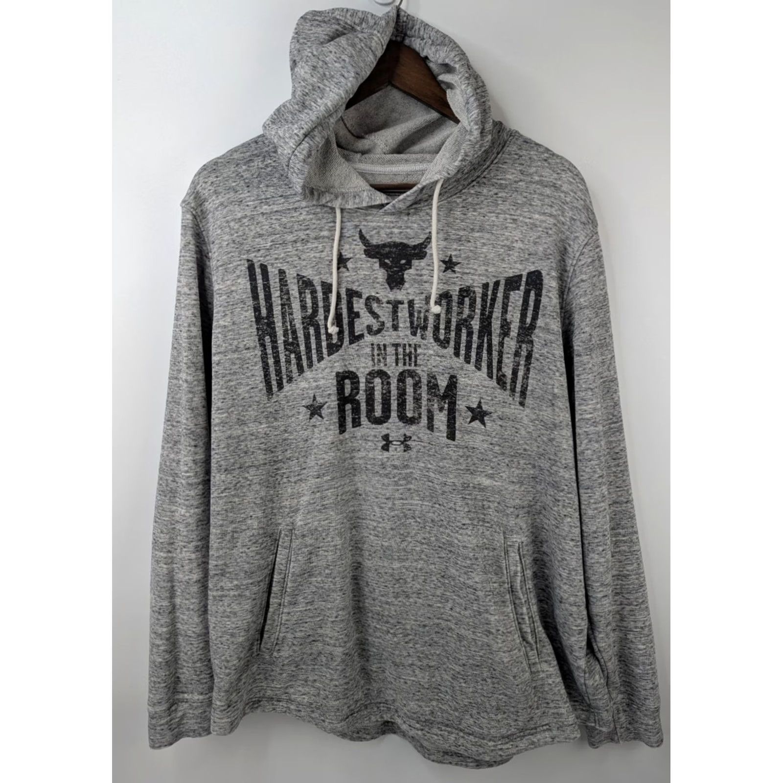 Under Armour Under Armour Project Rock Hoodie Mens XL Grey Hardest Worker In The Room Gym Size US XL / EU 56 / 4 - 3 Thumbnail