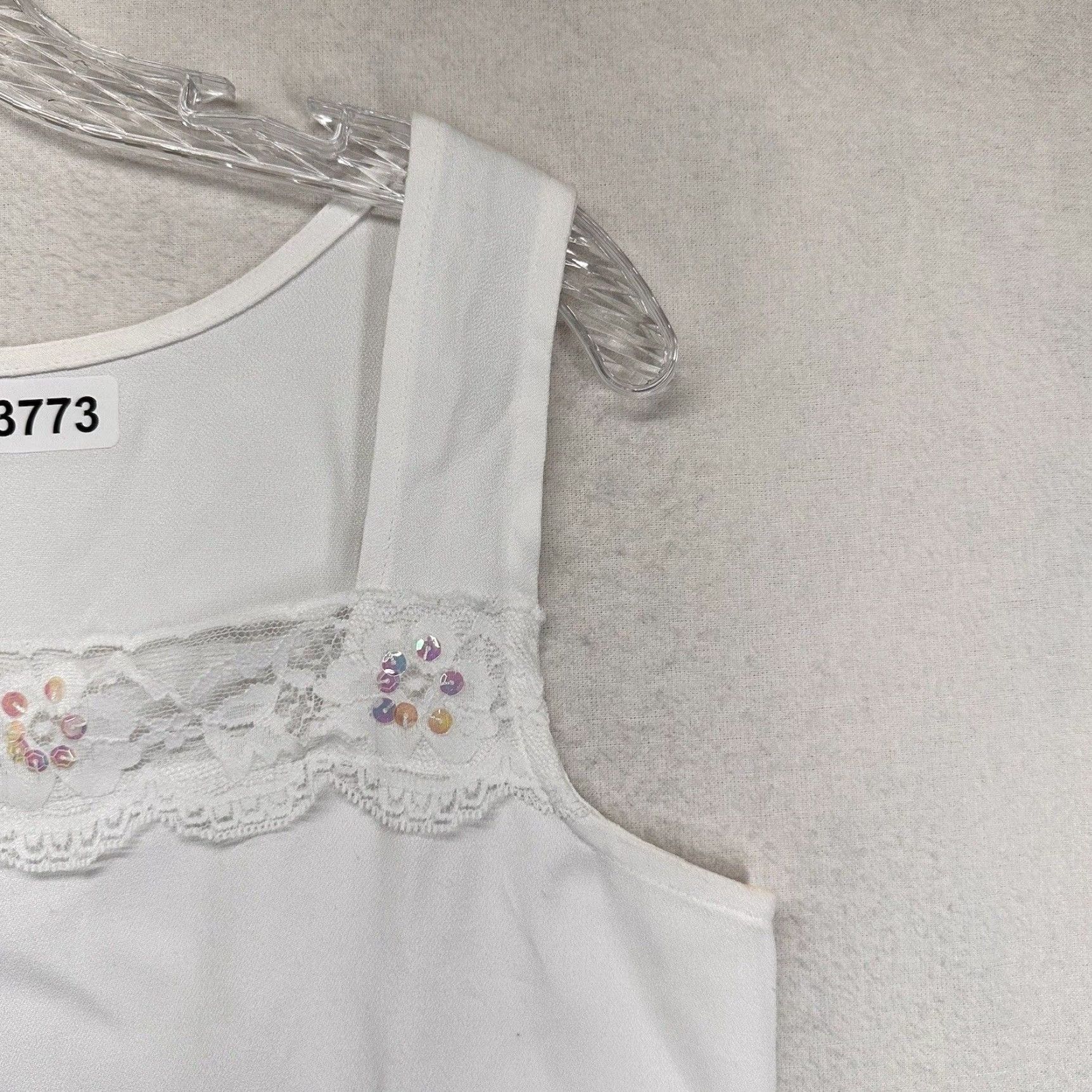 Vintage VINTAGE Dressbarn Women's Tank Top Cami Medium White Floral Embroidered 80s 90s Cottagecore Girls Size M / US 6-8 / IT 42-44 - 5 Thumbnail