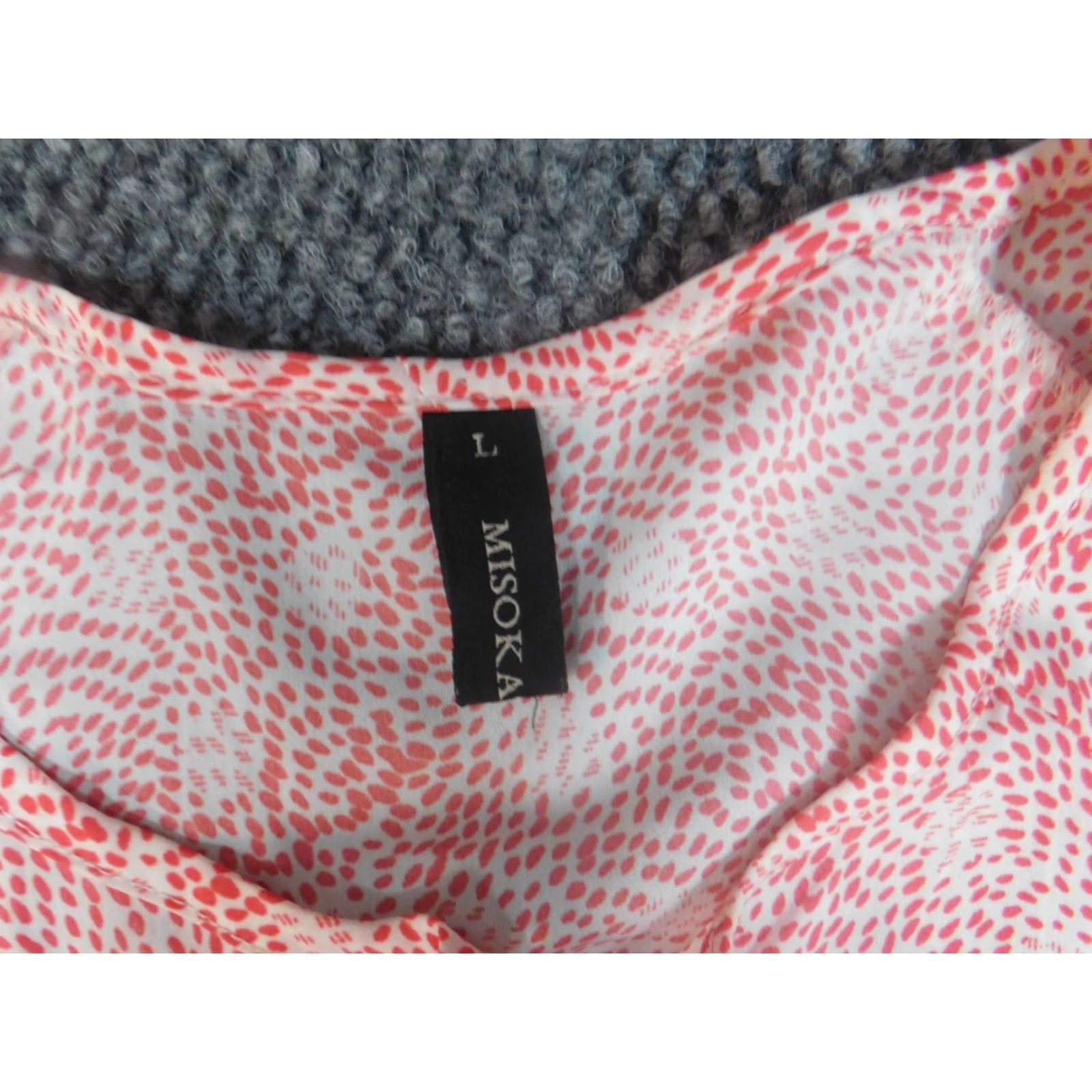 Vintage Misoka Womens Shirt L Red pullover dots Crew Neck Short Sleeve Cotton Blend Blouse Casual Vintage? No. (But ensure no extra). Size L / US 10 / IT 46 - 6 Thumbnail