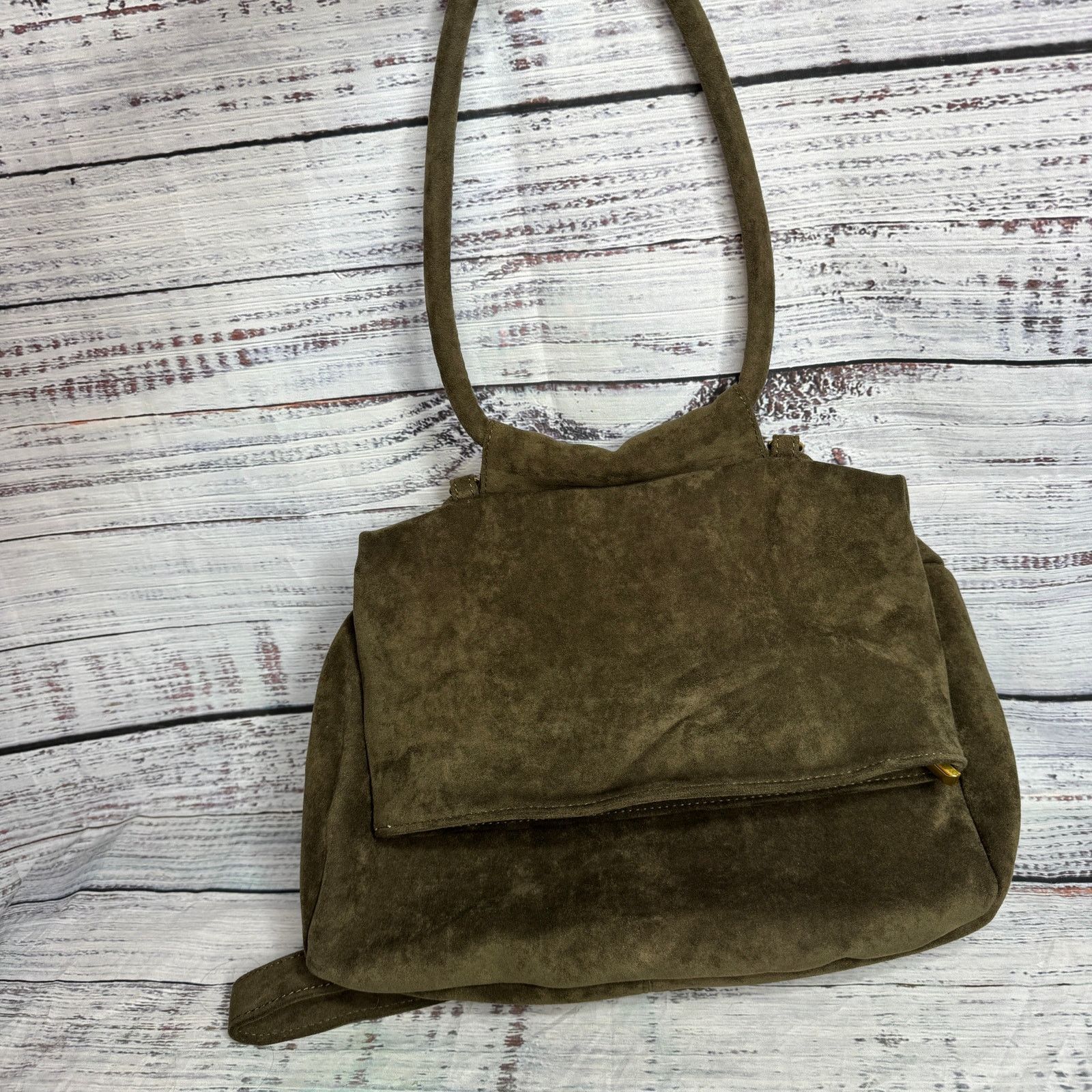 Anthropologie Anthropologie Olive Green Vegan Suede Backpack Size ONE SIZE - 2 Thumbnail