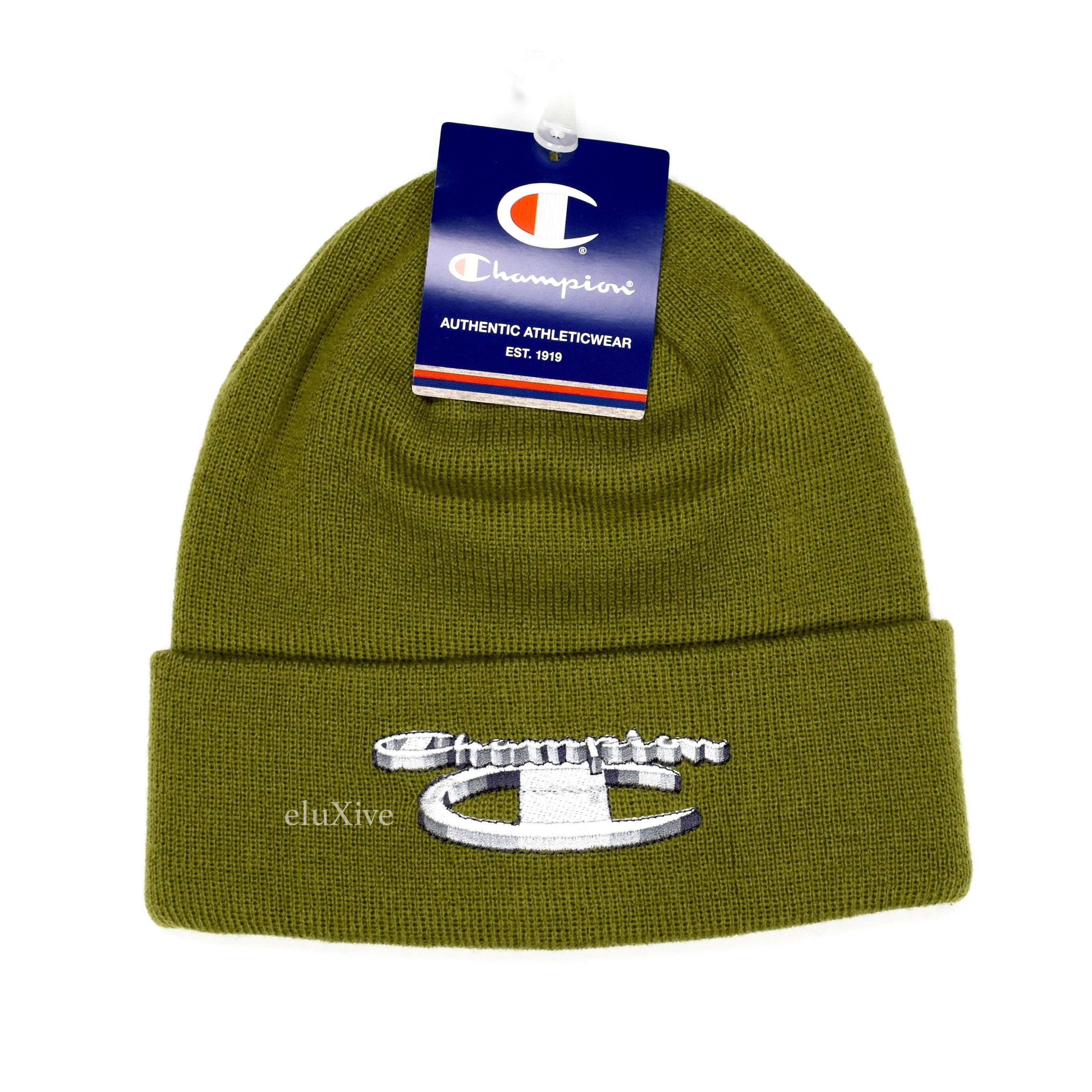 Champion × Supreme Olive Metallic Logo Beanie DS Size ONE SIZE - 1 Preview