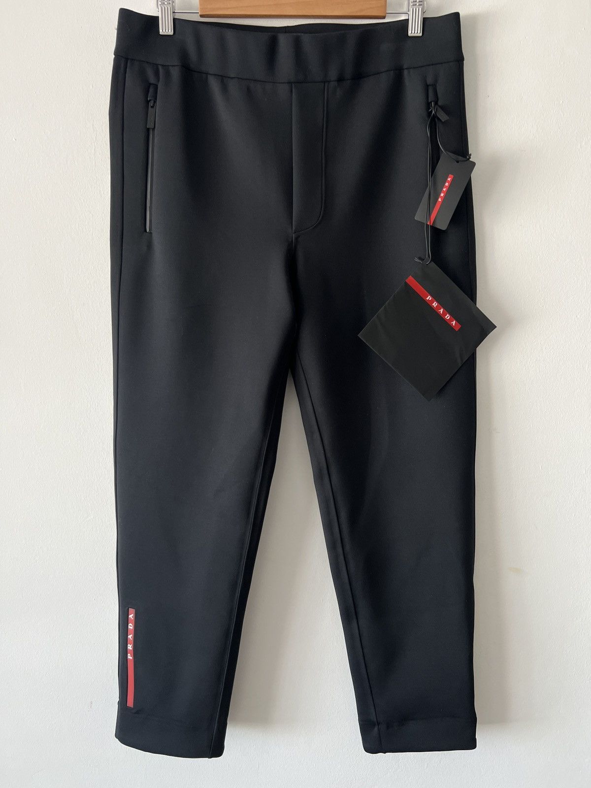 Prada 🔥🔥 Prada Linea Rossa Black Double Jersey Pants | Grailed