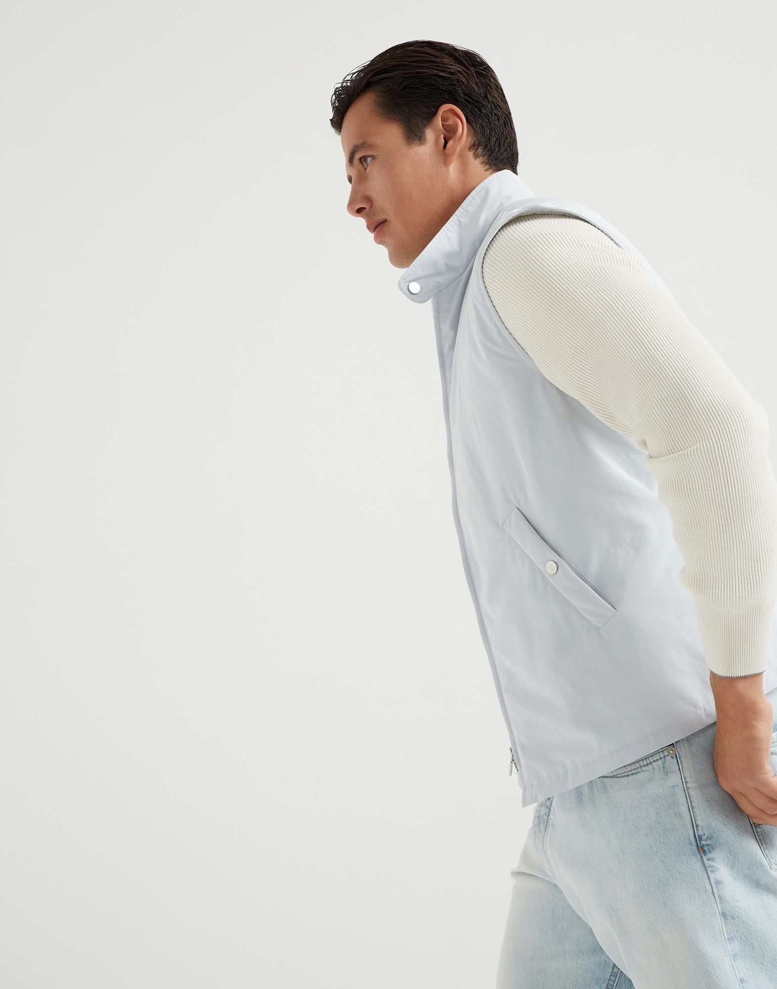 Brunello Cucinelli o1la1rc1a0326 Water-Resistant Microfiber Vest in Light Blue Size US S / EU 44-46 / 1 - 4 Thumbnail