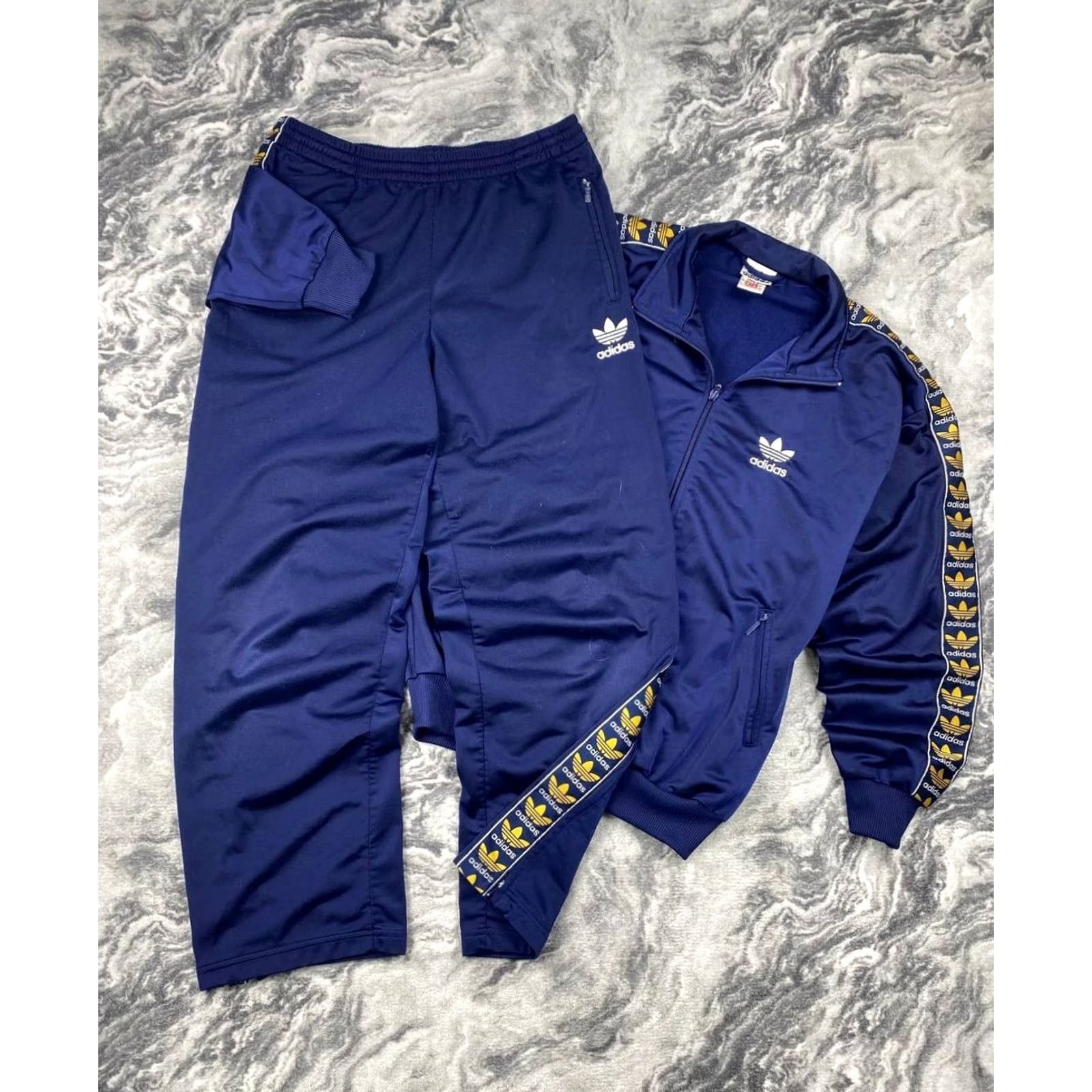 Adidas VINTAGE Adidas 90s Tracksuit Jacket Pants Men M Blue Jacket Pants (2 Piece) Logo Pockets Zip Size 40R - 2 Thumbnail