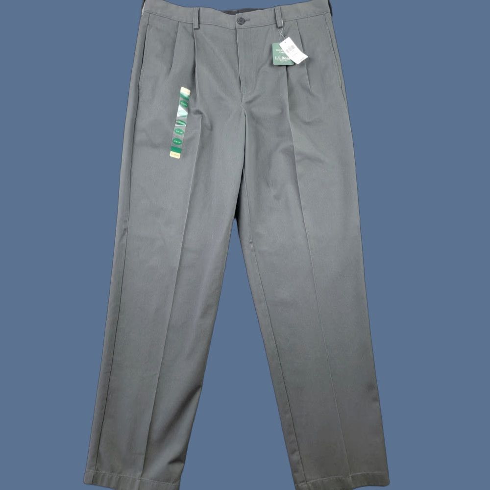 Vintage LL Bean Pants Mens 36x34 Gray Chino Pleated 100% Cotton NWT Double L Size US 36 / EU 52 - 1 Thumbnail