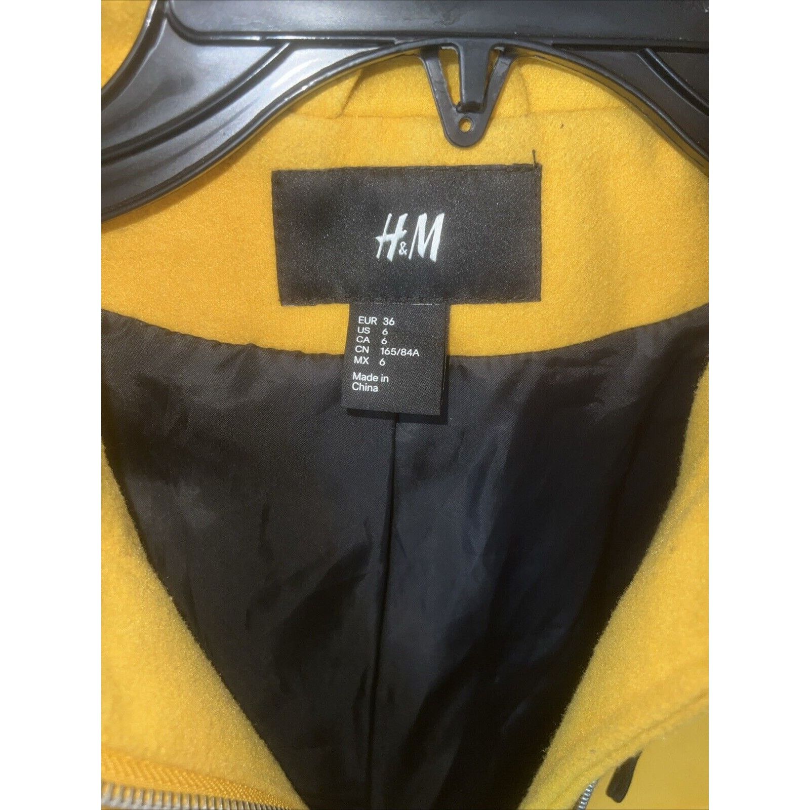 H&M H&M Women’s Pea Coat Yellow Size 6 With Hood Wool Blend Zip Size M / US 6-8 / IT 42-44 - 4 Thumbnail