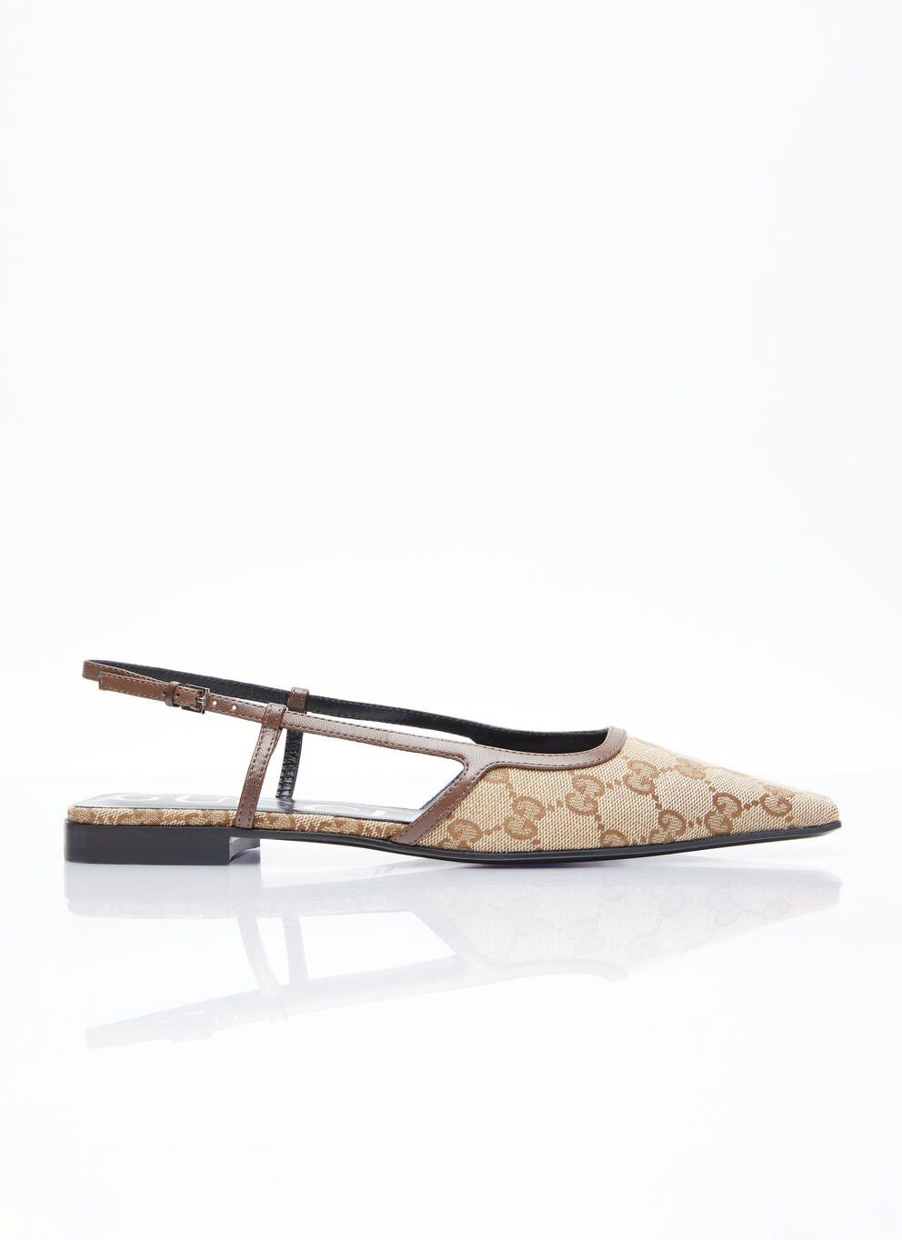 image of Gucci Gg Slingback Ballet Flats in Beige, Women's (Size 7)