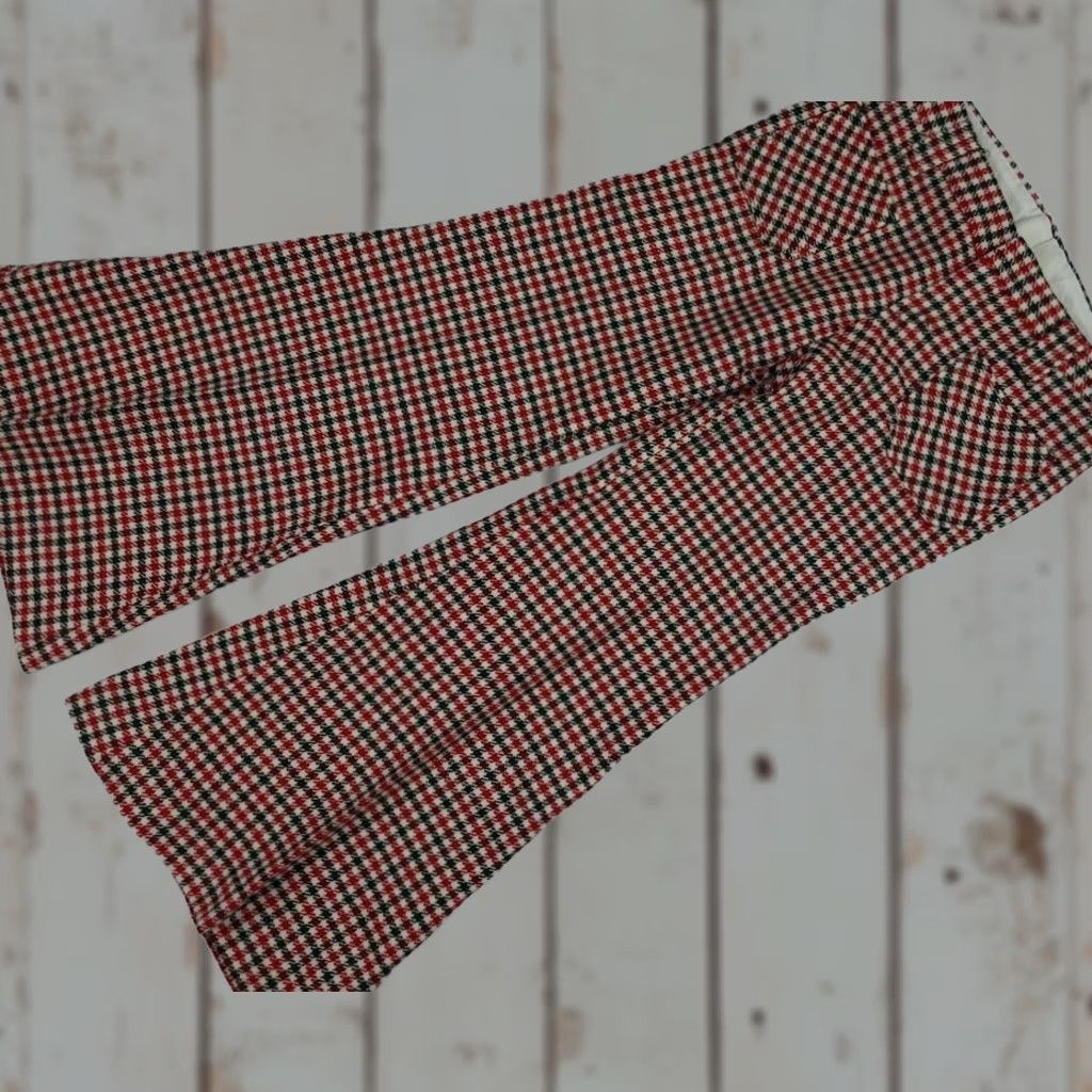 Bell VINTAGE HIS For Her Pants Houndstooth Wool Bell Bottom USA True Vtg Rare 70s Size 30" / US 8 / IT 44 - 1 Thumbnail