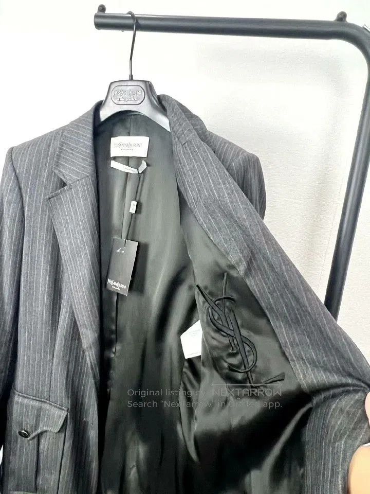 Saint Laurent Paris YSL Gray Pinstripe Wool Blazer. Size S / US 4 / IT 40 - 8 Thumbnail