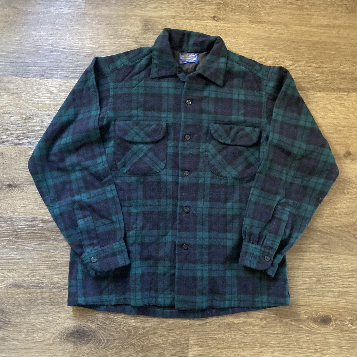 Pendleton × Vintage Green Black Plaid Pendleton Wood Shirt Size US L / EU 52-54 / 3 - 1 Thumbnail