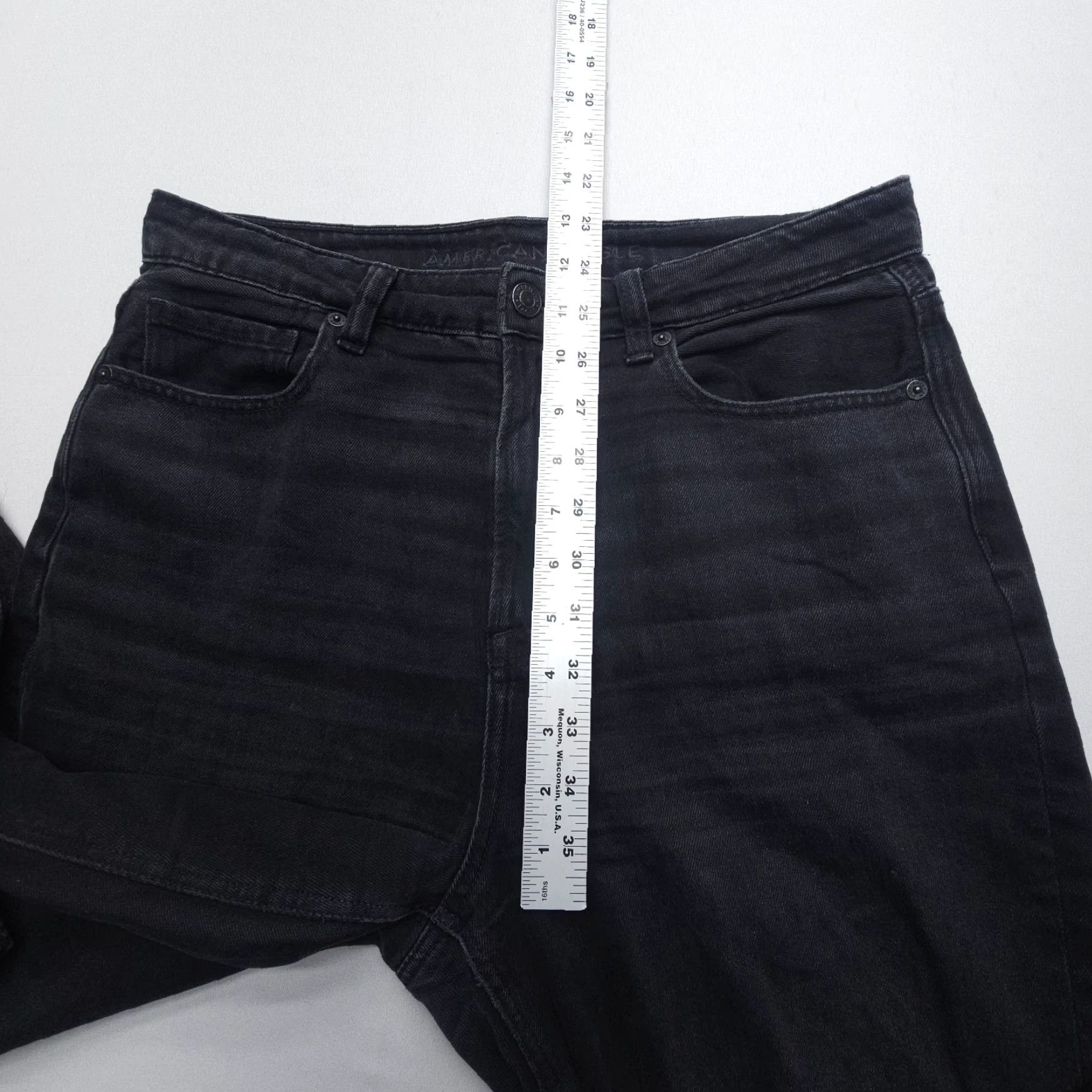 American Eagle Outfitters American Eagle Jeans Womens 8 Long Black Highest Rise Distressed Denim Size 30" / US 8 / IT 44 - 5 Thumbnail