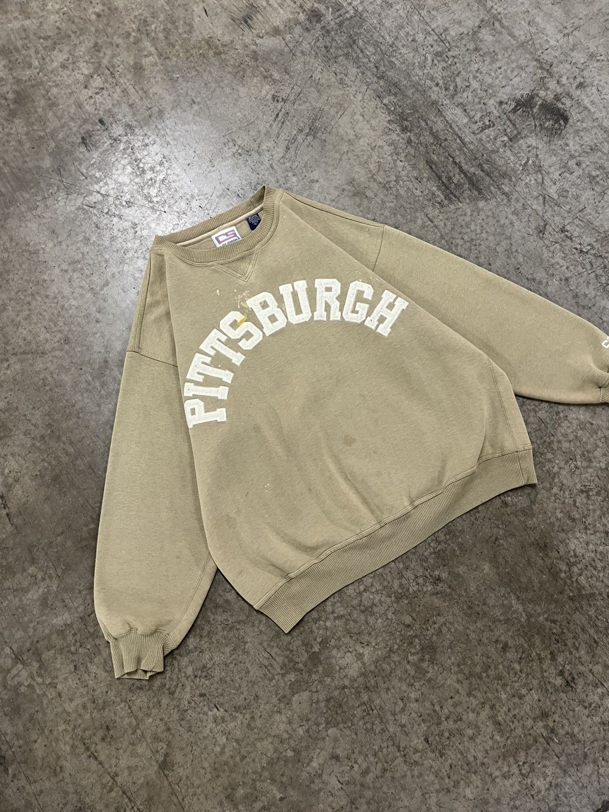 Vintage Earth tone boxy fit cream Pittsburgh spell out crewneck Size US XL / EU 56 / 4 - 3 Thumbnail