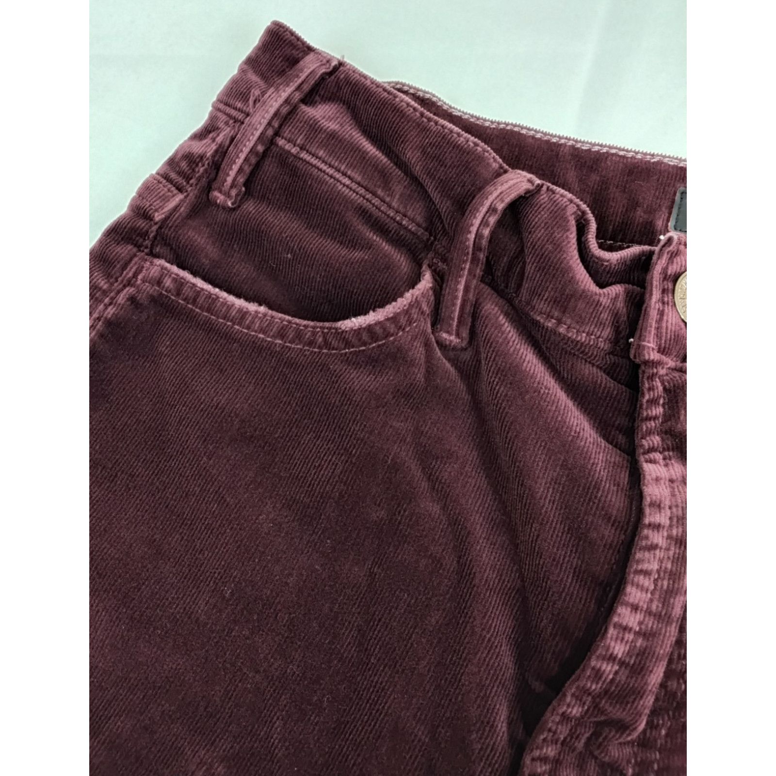 MOTHER Mother Hustler Corduroy Jeans Women's 27 Maroon Ankle Fray Size 27" / US 4 / IT 40 - 5 Thumbnail