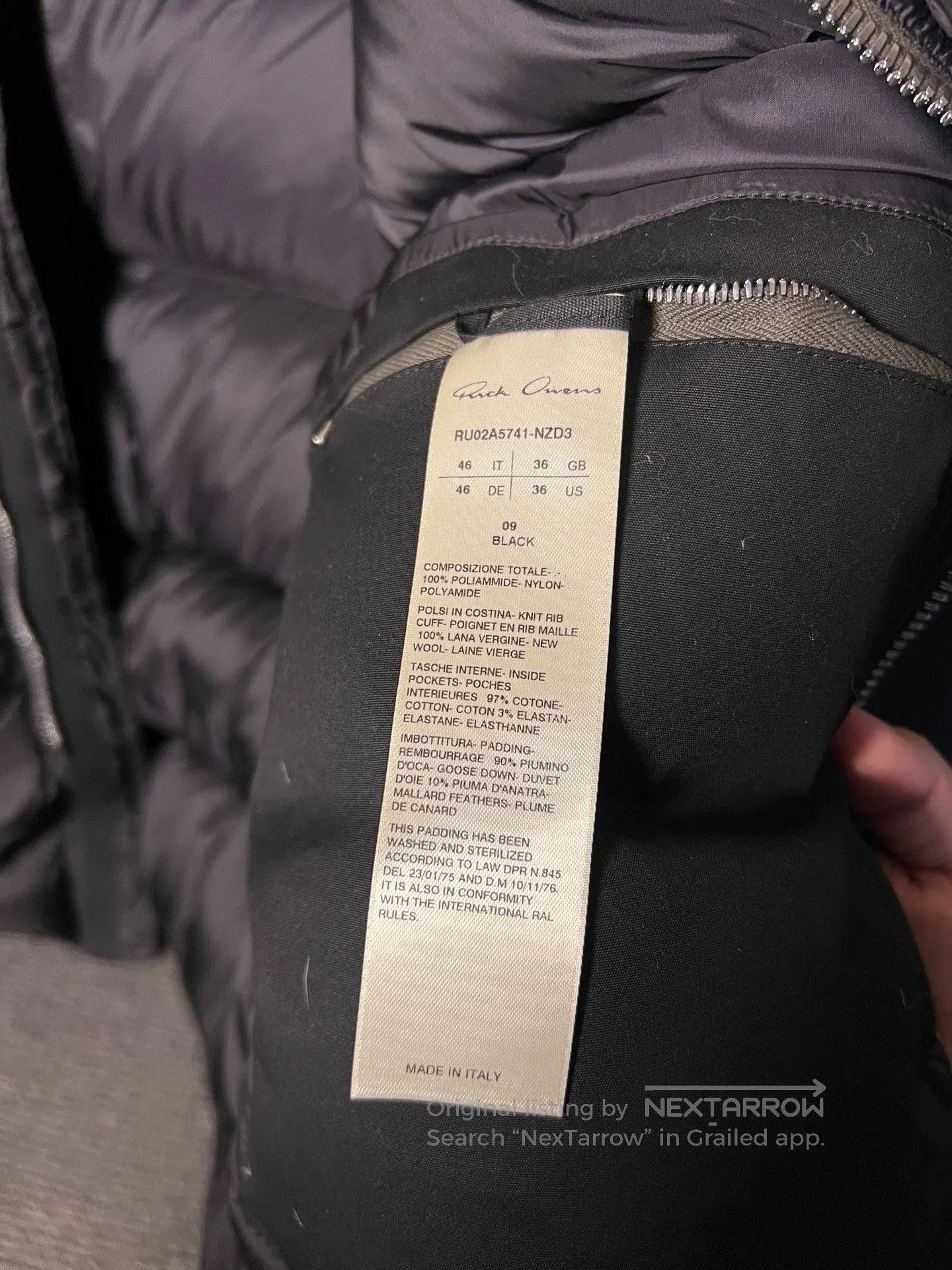 Rick Owens Rick Owens 21FW Down Jacket with Scarf. Size US S / EU 44-46 / 1 - 7 Thumbnail